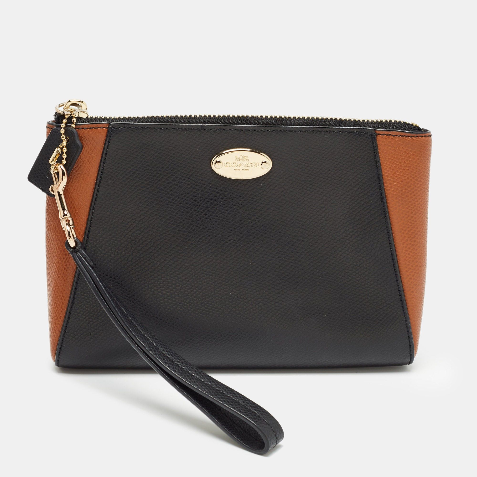 image of Coach Black/brown Leather Morgan Wristlet Clutch, Women's