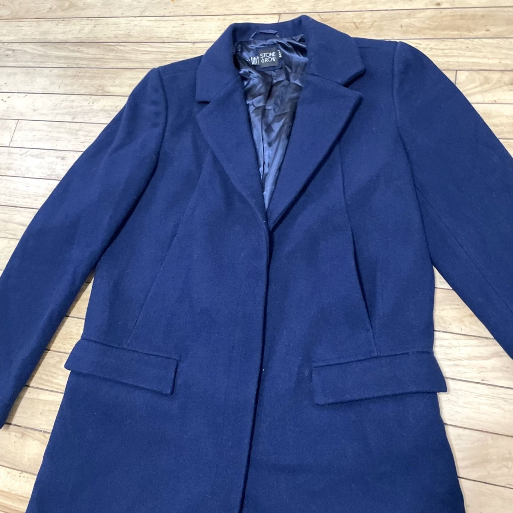 Vintage Stone Row Wool Trench Coat Women L Blue Long Overcoat Heavyweight Duster City Bohemian 90s Mens? Size L / US 10 / IT 46 - 5 Thumbnail
