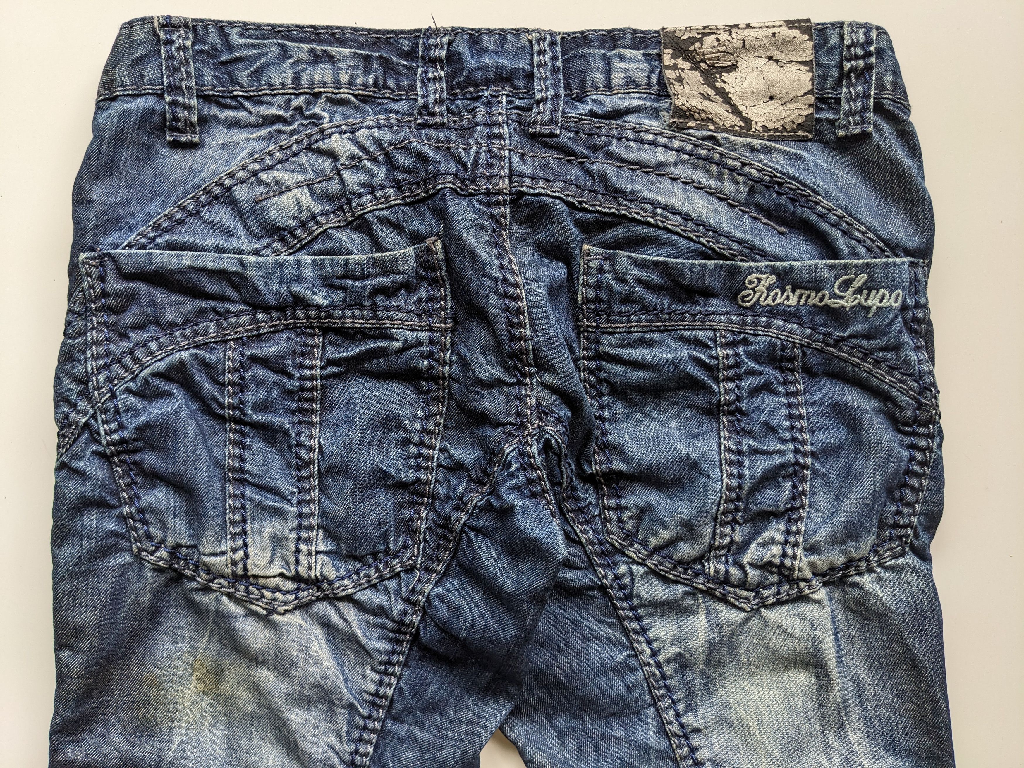 Japanese Brand Kosmolupo wrinkle clawmark indigo jeans Size US 34 / EU 50 - 6 Thumbnail