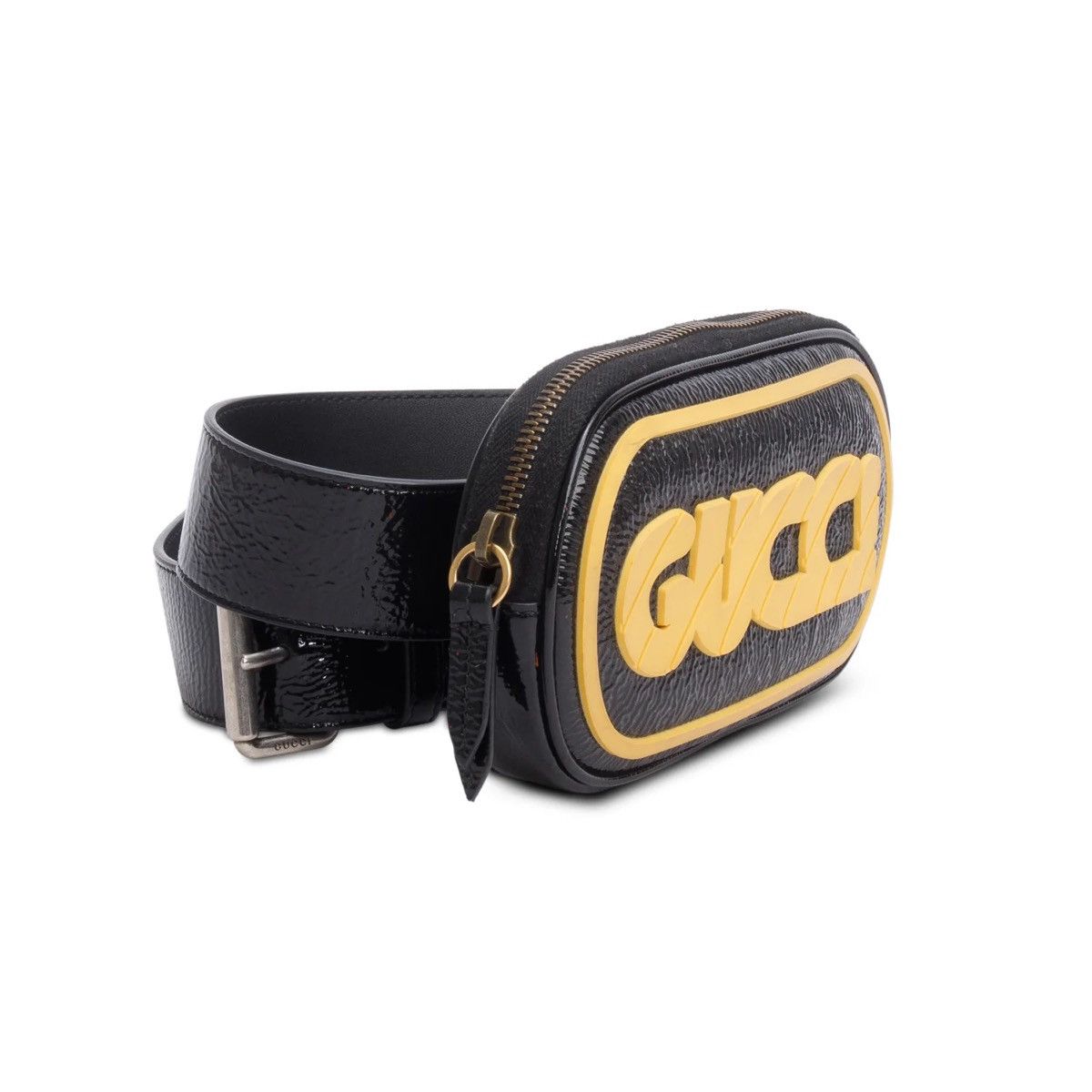 Gucci GUCCI Black Leather & Yellow Game Patch Logo Size ONE SIZE - 2 Thumbnail