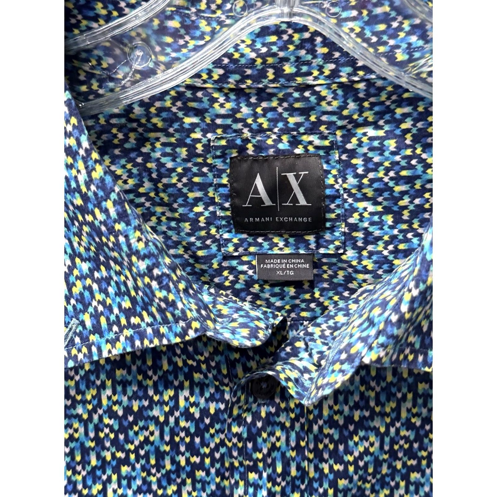 Armani Armani Shirt Mens XL Exchange Blue Yellow Psychedelic LONG SLEEVE Size US XL / EU 56 / 4 - 5 Thumbnail