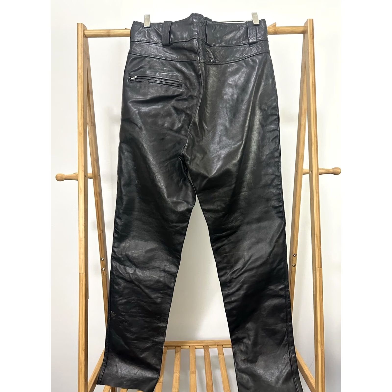 Harley Davidson VTG Harley-Davidson Men’s Black Leather Biker Pants Size 33 AMF 70s Motorcycle Bootcut Inseam 32 Size US 32 / EU 48 - 2 Thumbnail