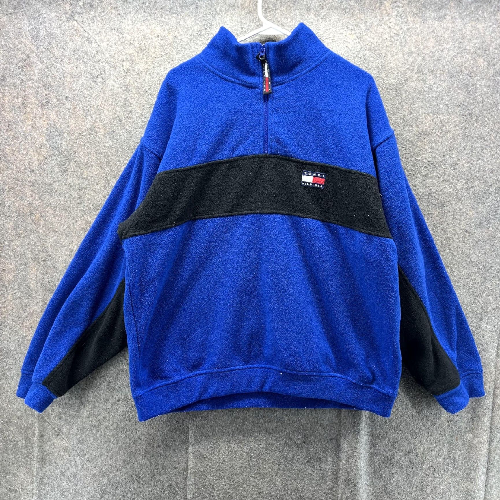 Tommy Hilfiger VINTAGE Tommy Hilfiger Jacket Mens M Blue Black Fleece 1/4 Zip Pullover 90s Size US M / EU 48-50 / 2 - 2 Thumbnail