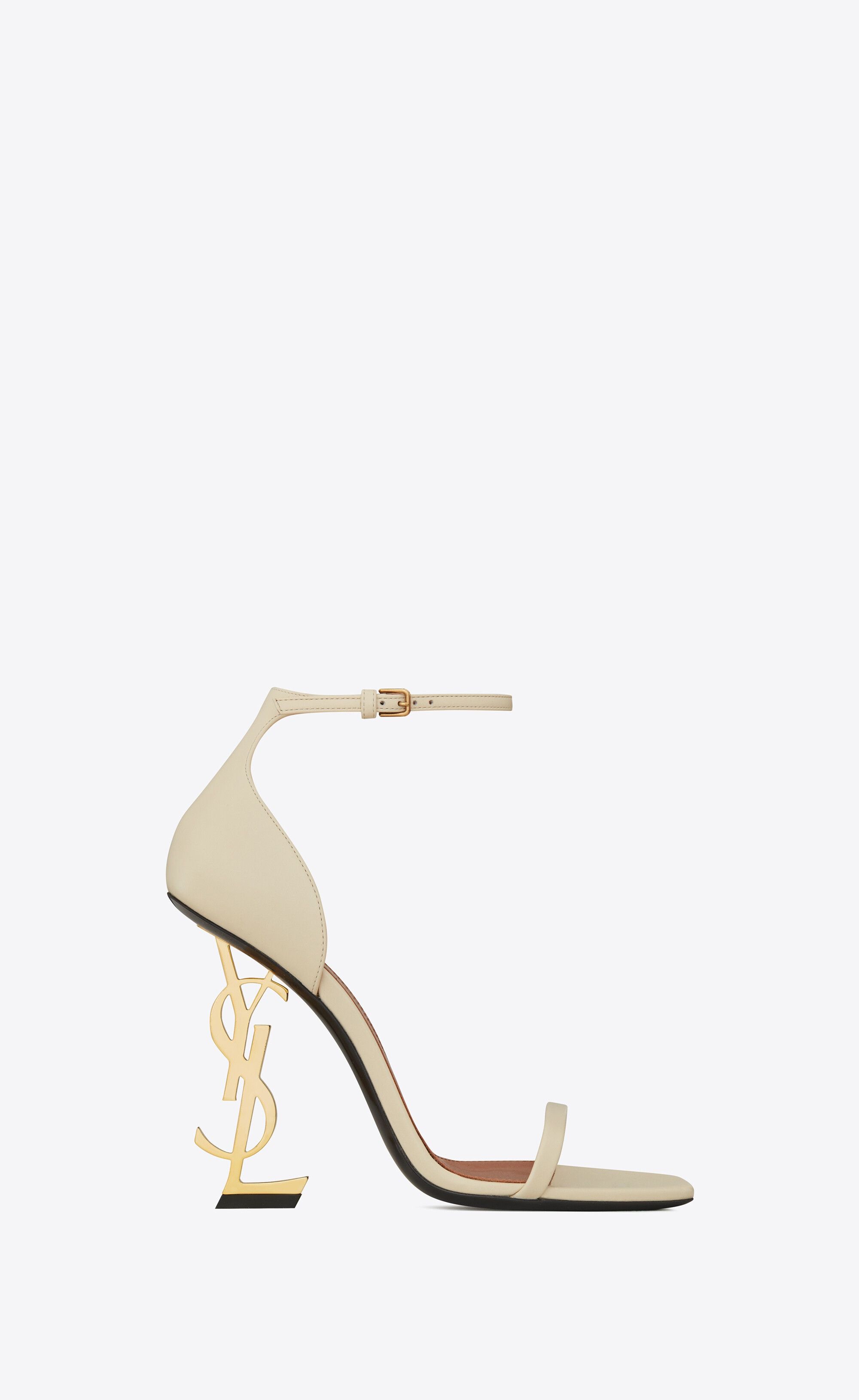 Saint Laurent Paris o1s1wg111124 Opyum Sandals in Smooth Leather in Beige Size US 10.5 / IT 40.5 - 1 Thumbnail
