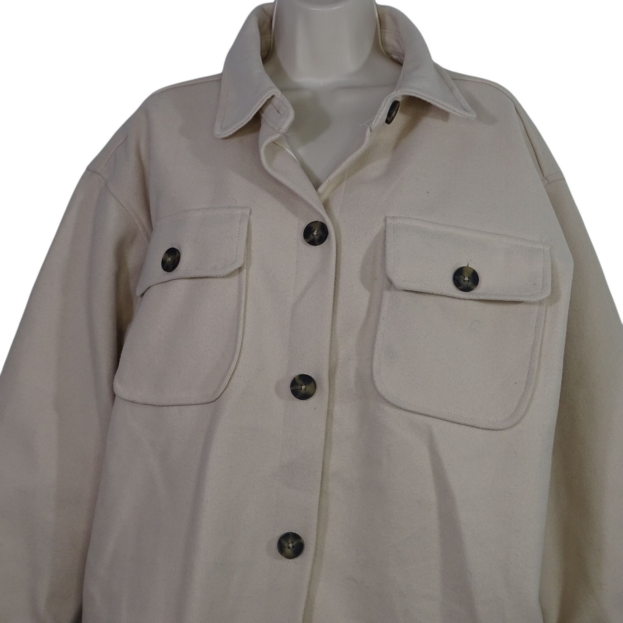 Forever 21 Forever 21 Beige Collared Button Up Jacket Size M Size M / US 6-8 / IT 42-44 - 2 Thumbnail