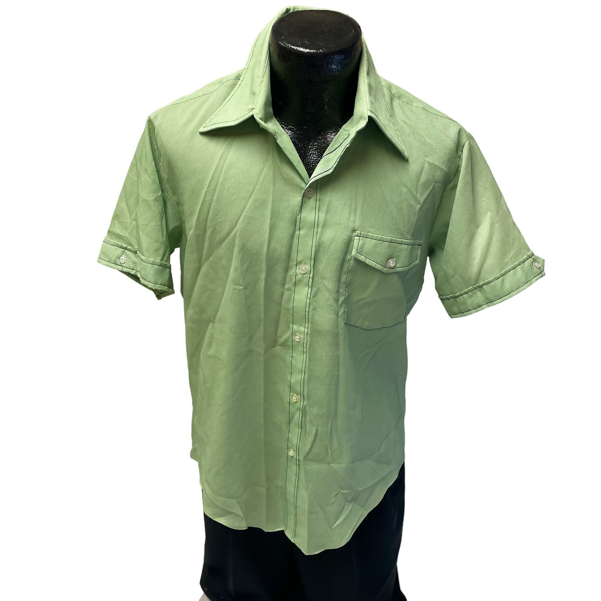 Other NOS Vtg Parliament Green MoD Butterfly Collar CRINKLE Shirt Size US M / EU 48-50 / 2 - 1 Thumbnail