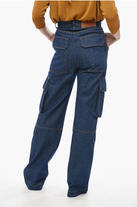 MSGM og1mm0724 Dark Wash Cargo Denims in Blue Size 27" / US 4 / IT 40 - 2 Thumbnail