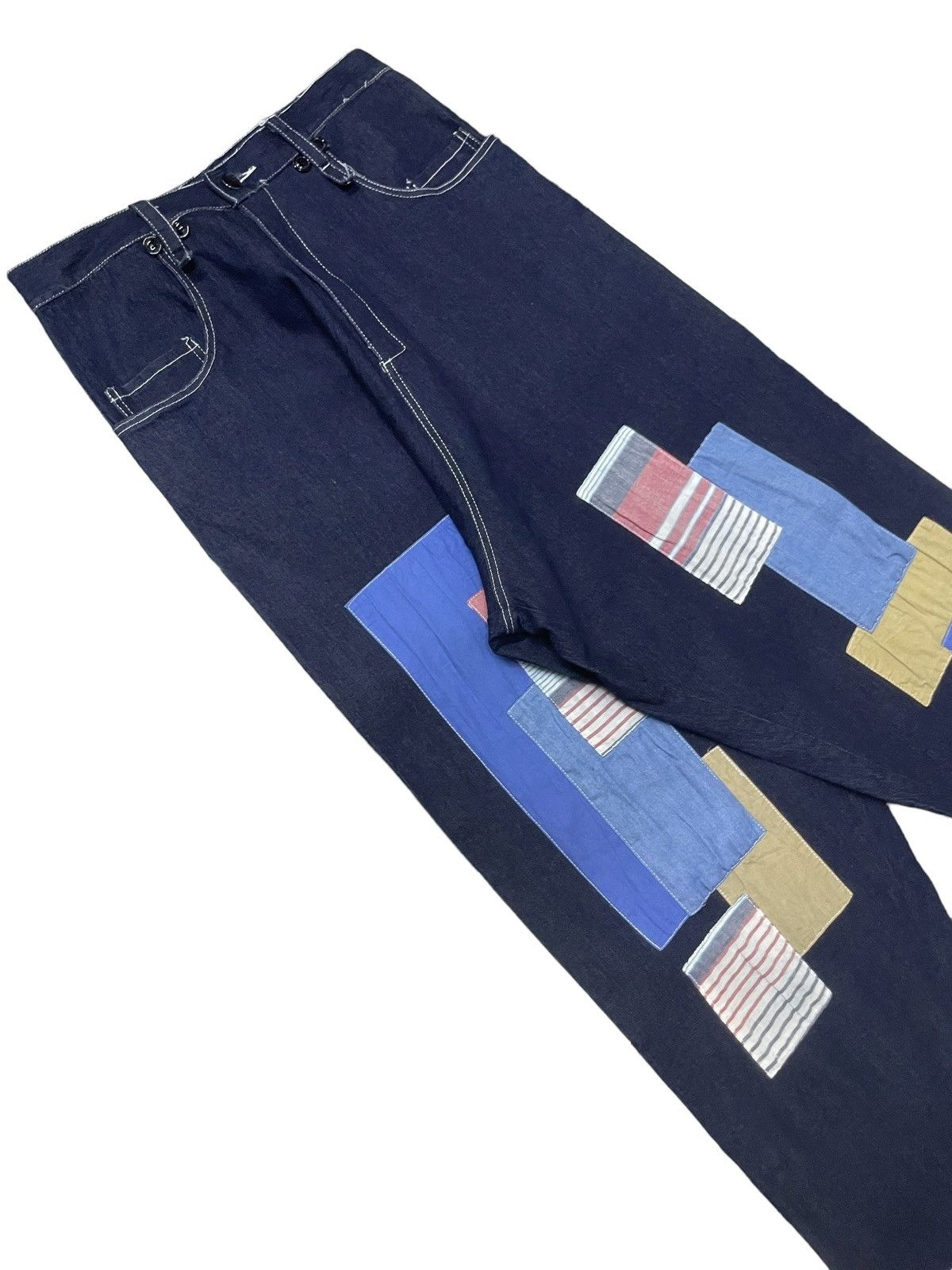 Japanese Brand × Y's for Men KMK Japan Patchwork Baggy Balloon Denim Pants Yohji Style Size US 30 / EU 46 - 5 Thumbnail
