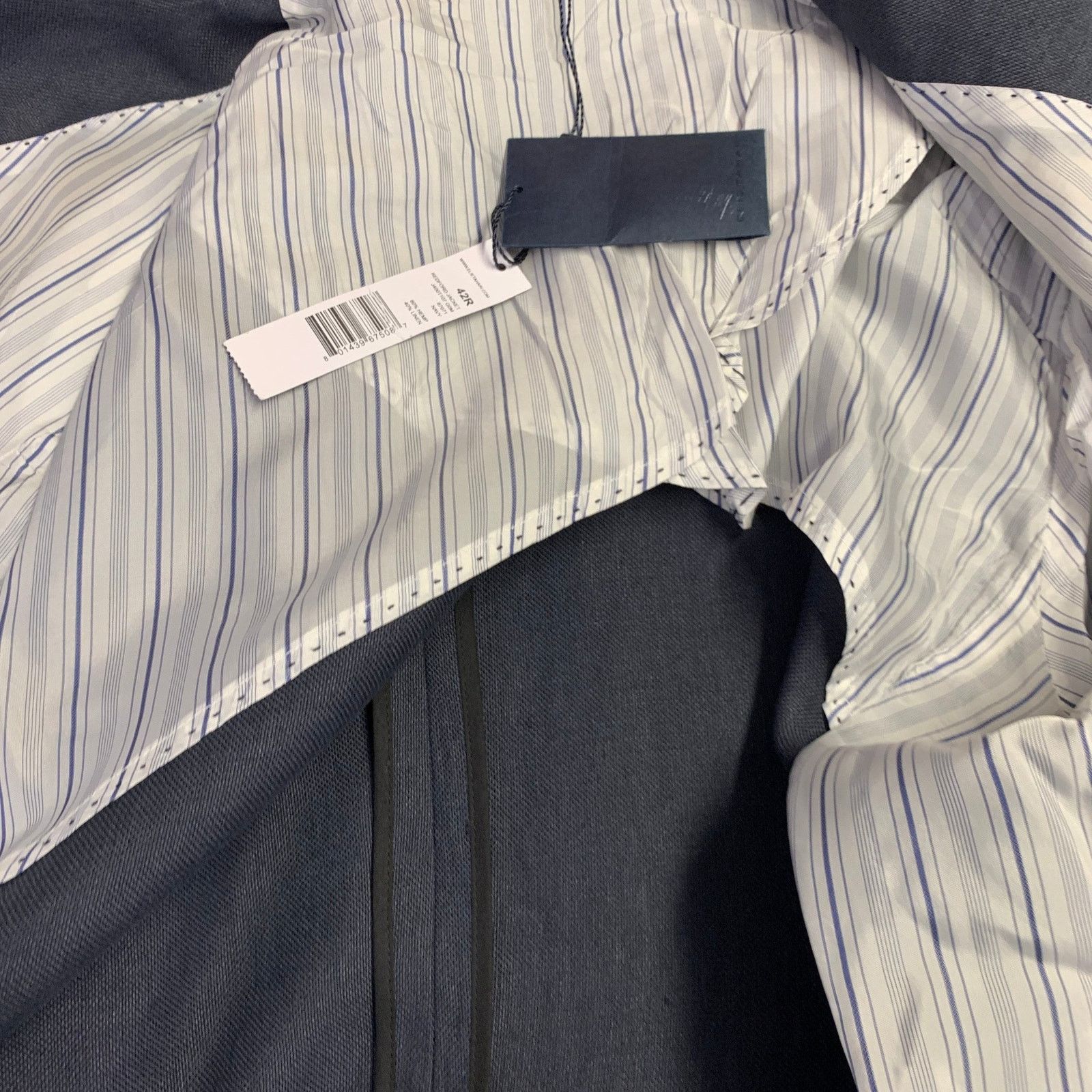 Elie Tahari Size 42 Redford Navy Hemp Linen Notch Lapel Jacket Size US L / EU 52-54 / 3 - 7 Thumbnail