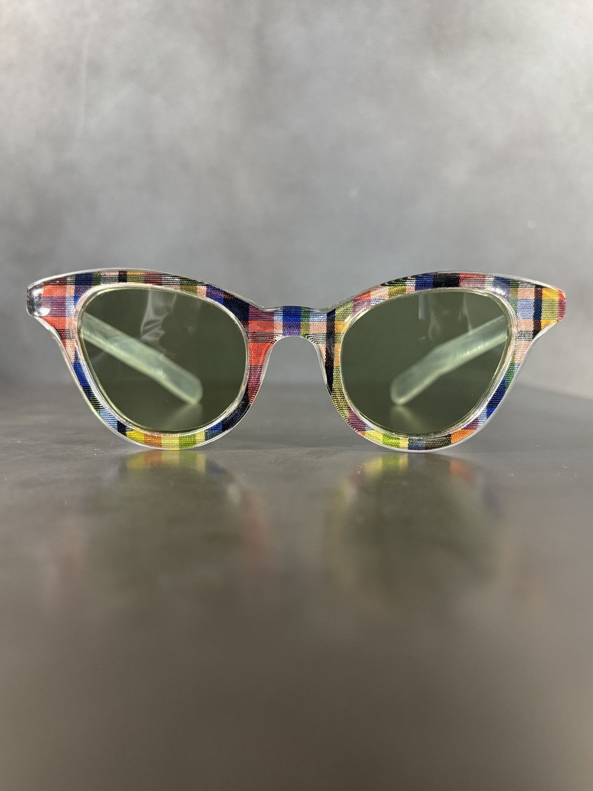 Vintage True Vintage Plaid Sunglasses 1940s 1950s Made in USA AO Size ONE SIZE - 3 Thumbnail