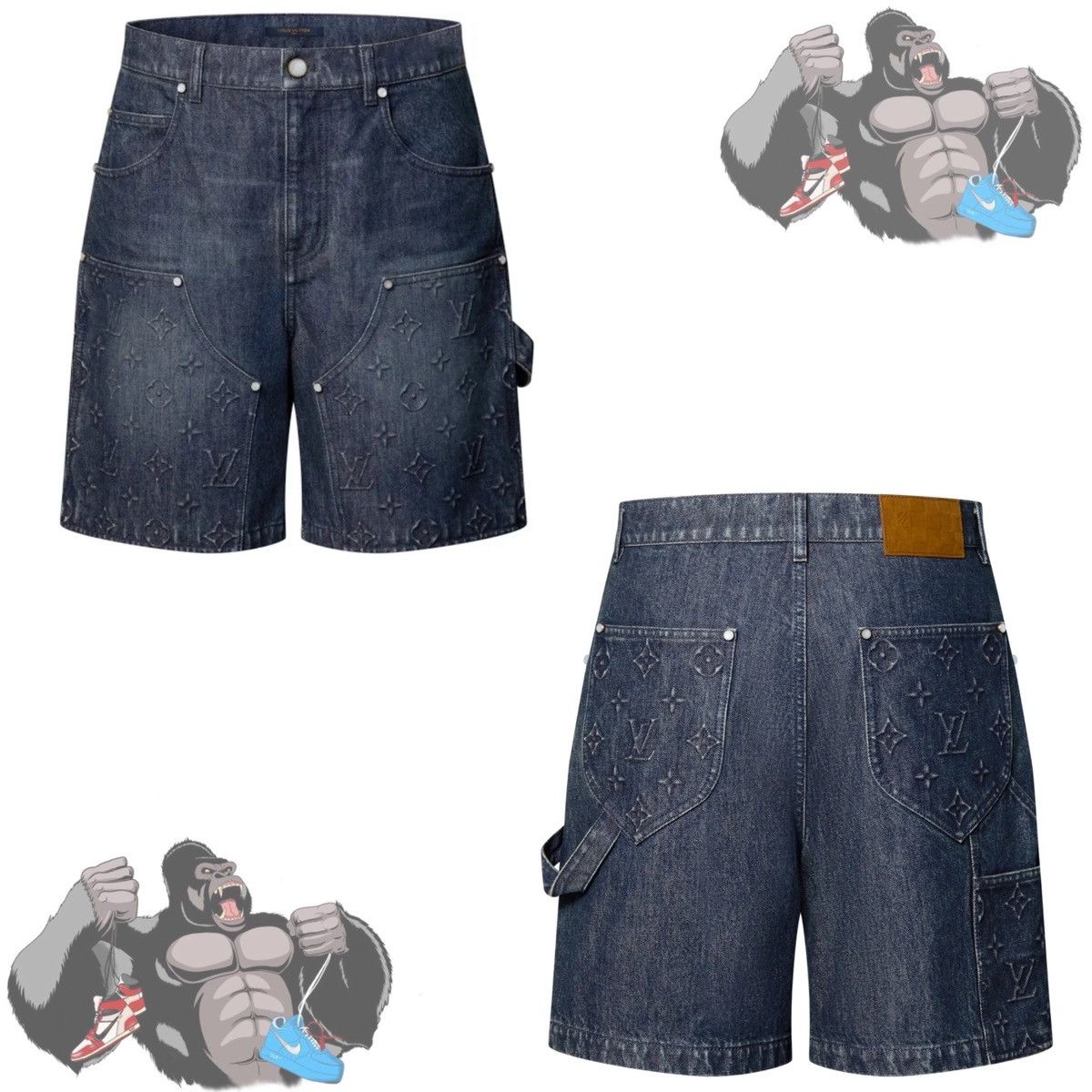 Louis Vuitton Louis Vuitton Denim Carpenter Shorts Washed Blue Size US 38 / EU 54 - 1 Thumbnail