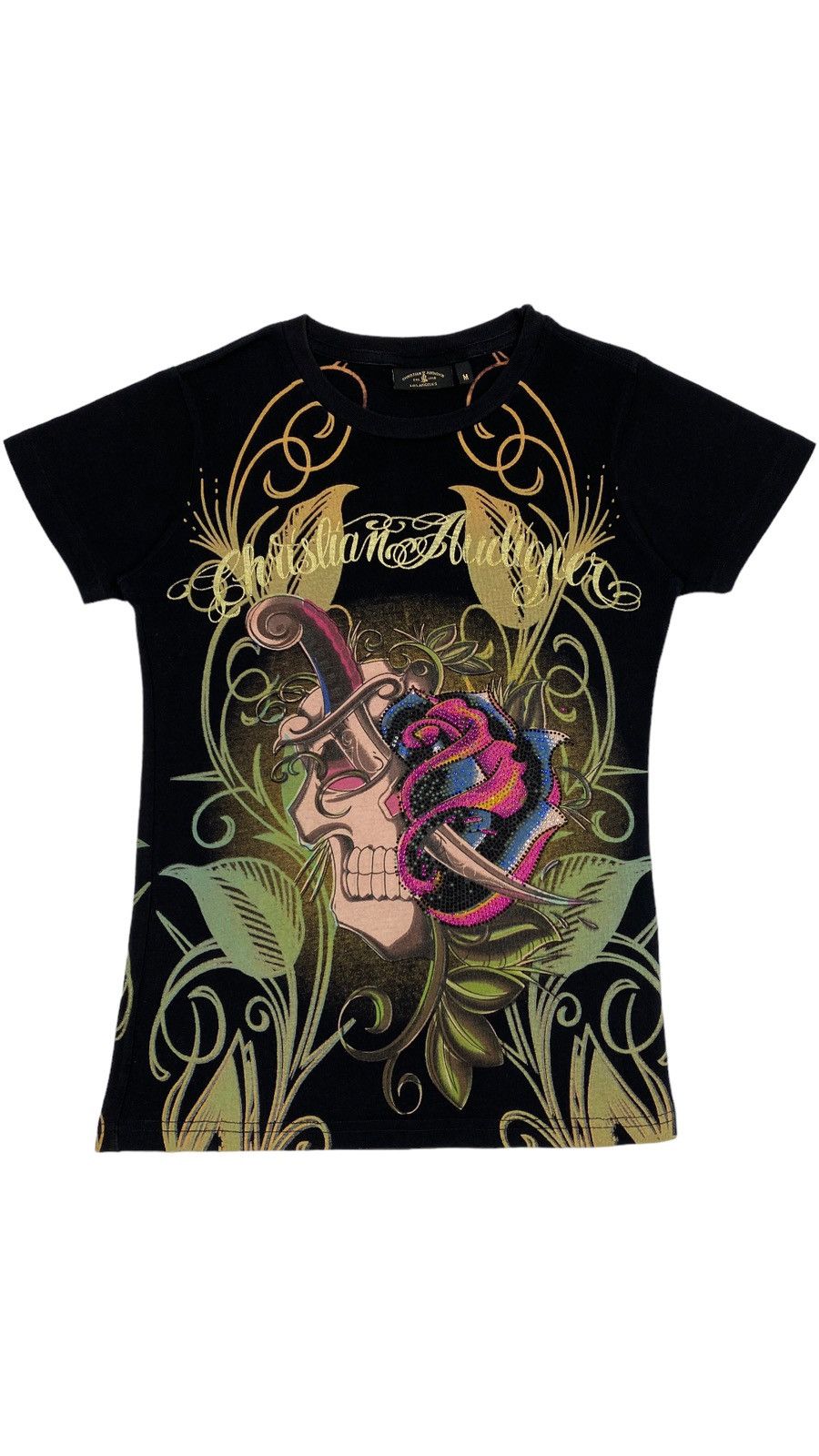Christian Audigier 🔥LASTDROP🔥 Y2K Christian Audigier Skull Rhinestones T-shirt Size M / US 6-8 / IT 42-44 - 1 Thumbnail