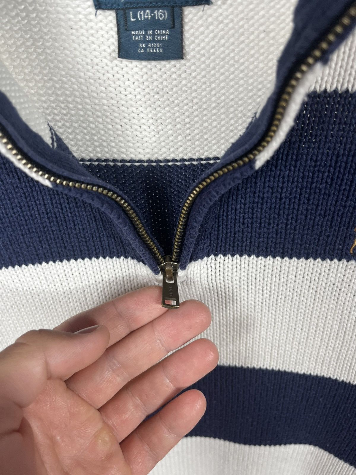 Polo Ralph Lauren Polo Ralph Lauren Striped Quarter Knit Sweater Navy White Size US S / EU 44-46 / 1 - 6 Thumbnail