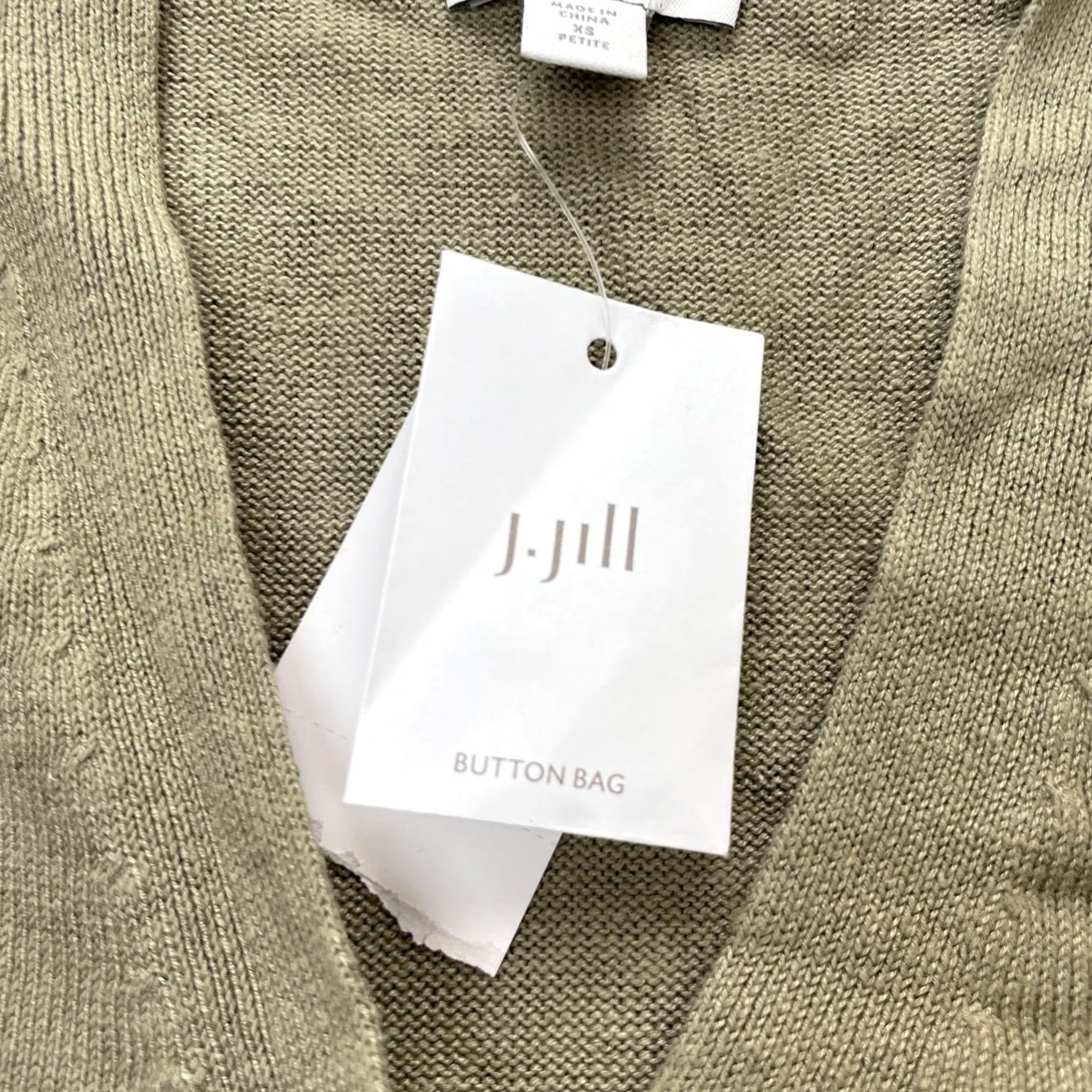 J. Jill J. Jill Dress Womens Petite XS Green Linen Blend V-Neck Button Front Midi Knit Swing Size XS / US 0-2 / IT 36-38 - 4 Thumbnail