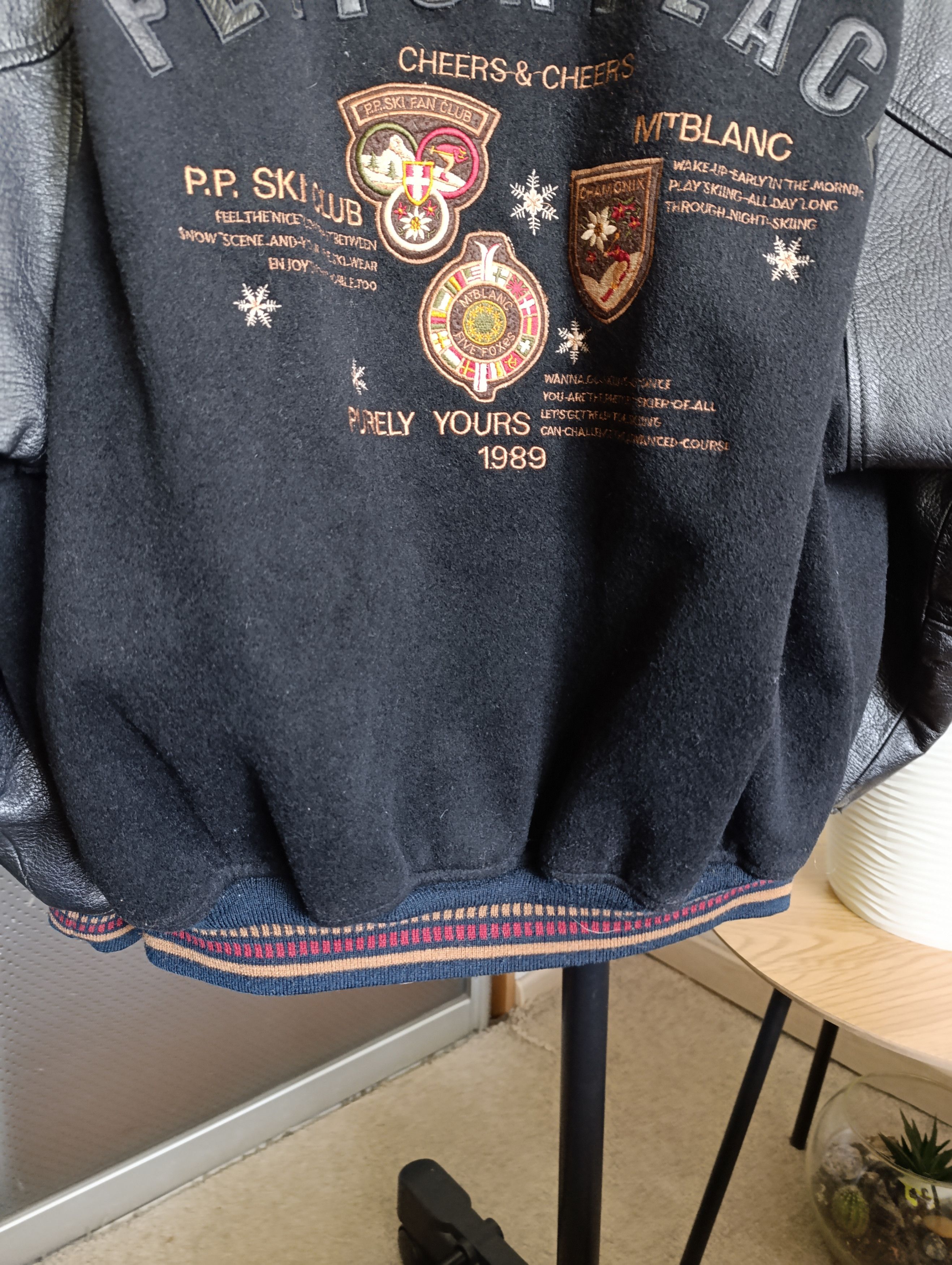 PPFM PEYTON PLACE LEATHER SKI CLUB WOOL BOMBER MENS