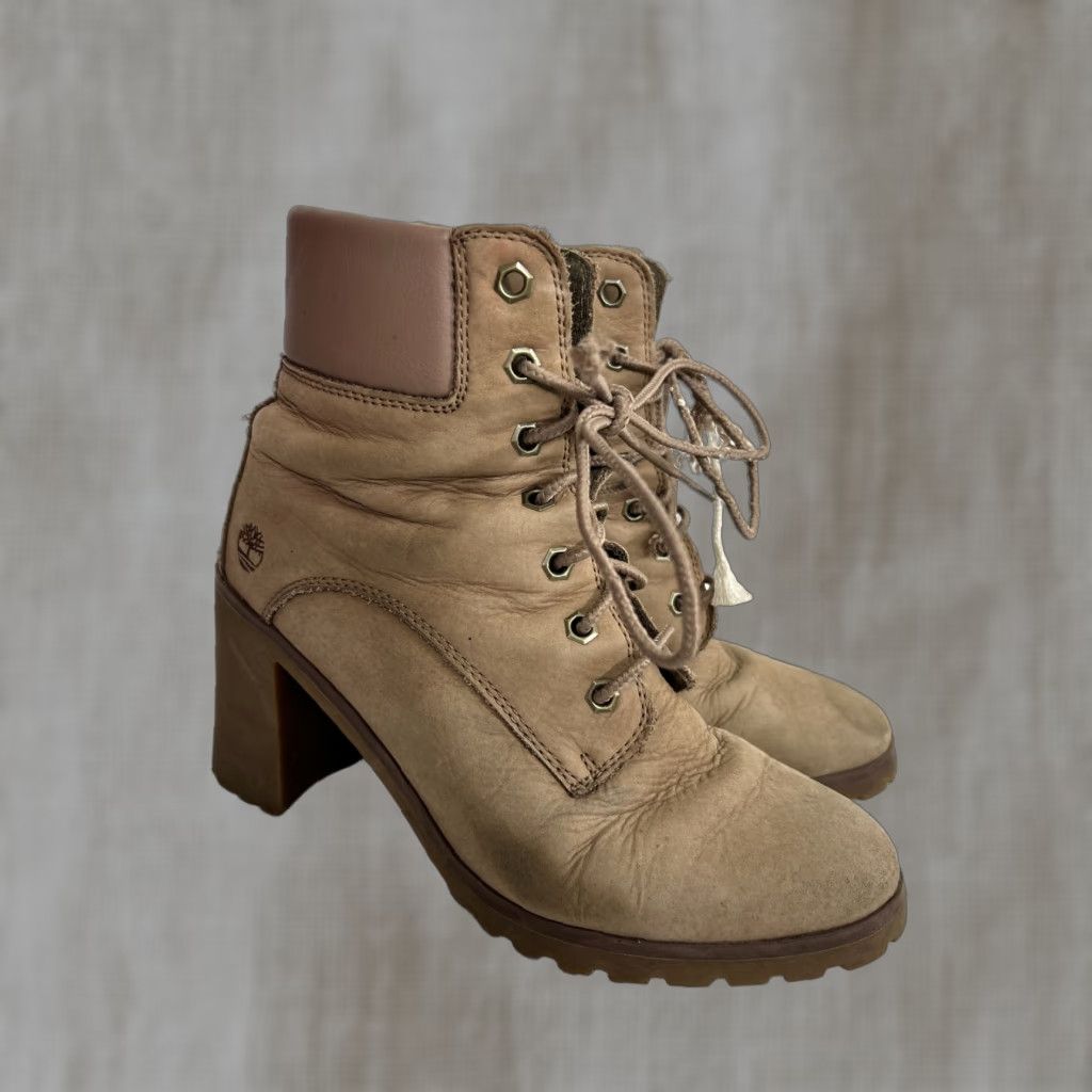 Timberland VINTAGE Timberland Boots Allington 6-inch Lace-Up Heeled Boot Womens 7 Tan Lights Taupe Nubuck Leather Size US 7 / IT 37 - 1 Thumbnail