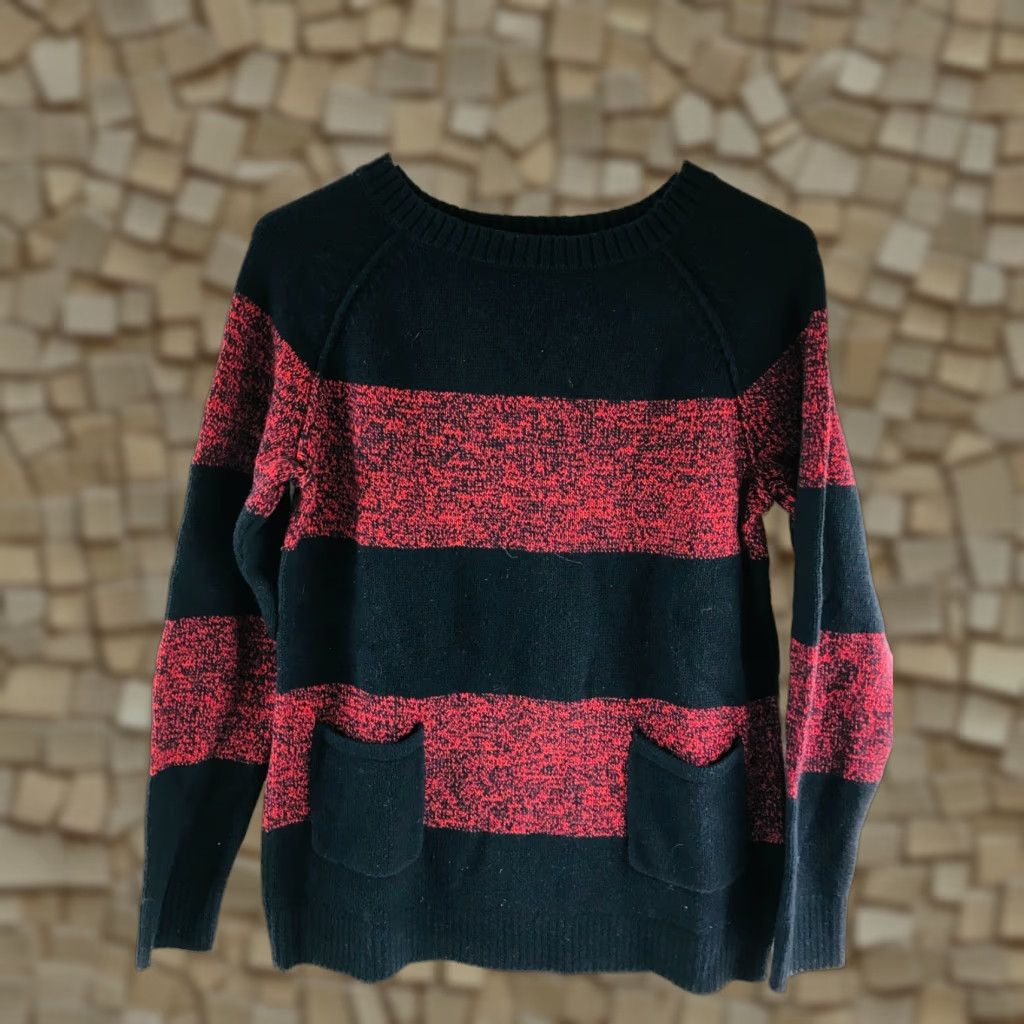 Gap Gap Sweater Mens Small Black Striped Wool Blend Pullover Front Pockets Crew Neck Knit Shirt Size US S / EU 44-46 / 1 - 1 Thumbnail