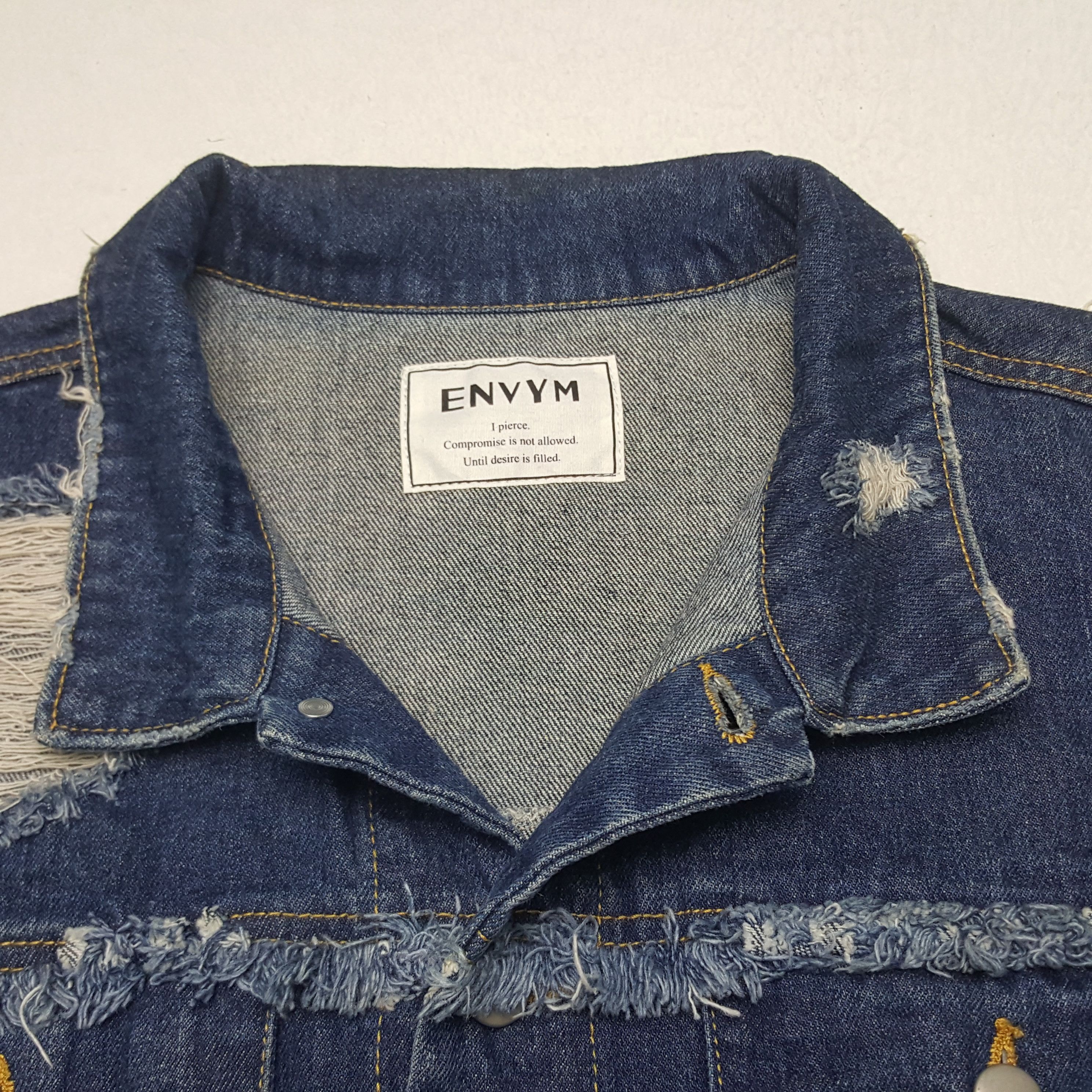 Japanese Brand × Vintage Vintage Envym Japanese Distressed Style Denim Jacket Size US L / EU 52-54 / 3 - 5 Thumbnail