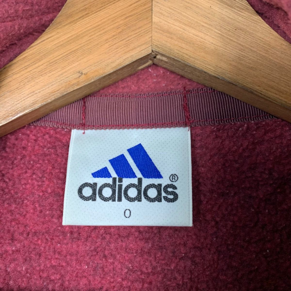 Adidas 90’s ADIDAS Embroidery Logo Maroon Fleece Jacket #2091-C91 Size US L / EU 52-54 / 3 - 16 Thumbnail