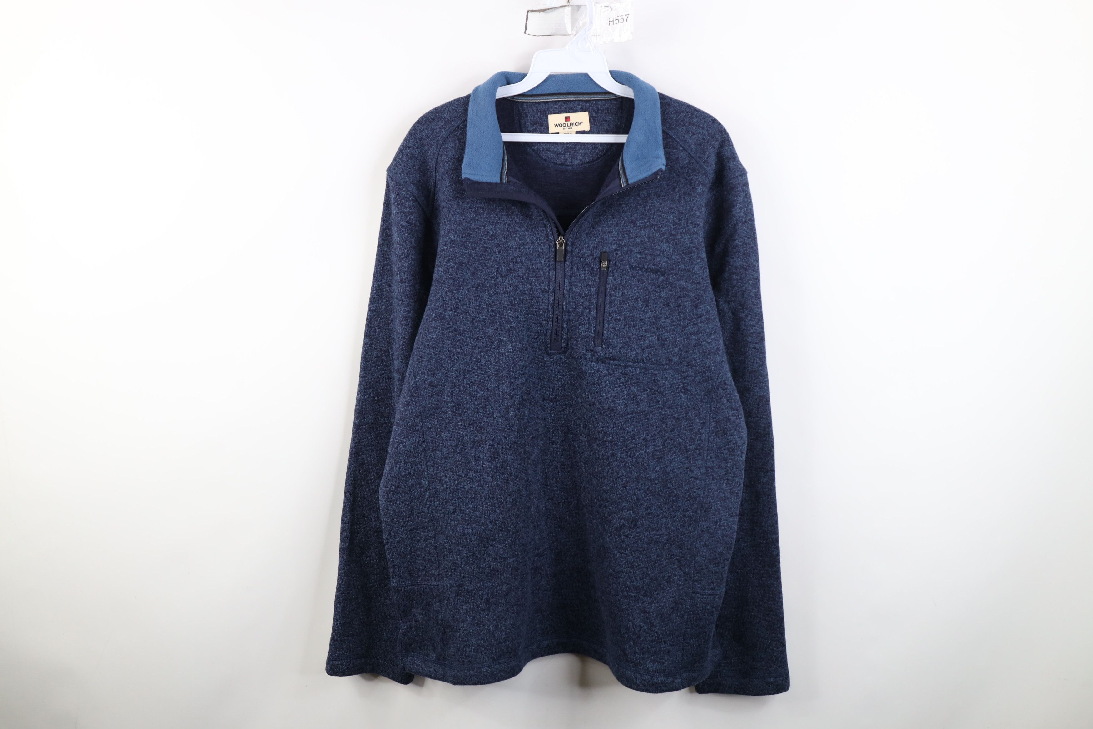 Woolrich Woolen Mills Vintage Y2K Woolrich Knit 1/4 Half Zip Pullover Sweater Blue Size US L / EU 52-54 / 3 - 1 Thumbnail