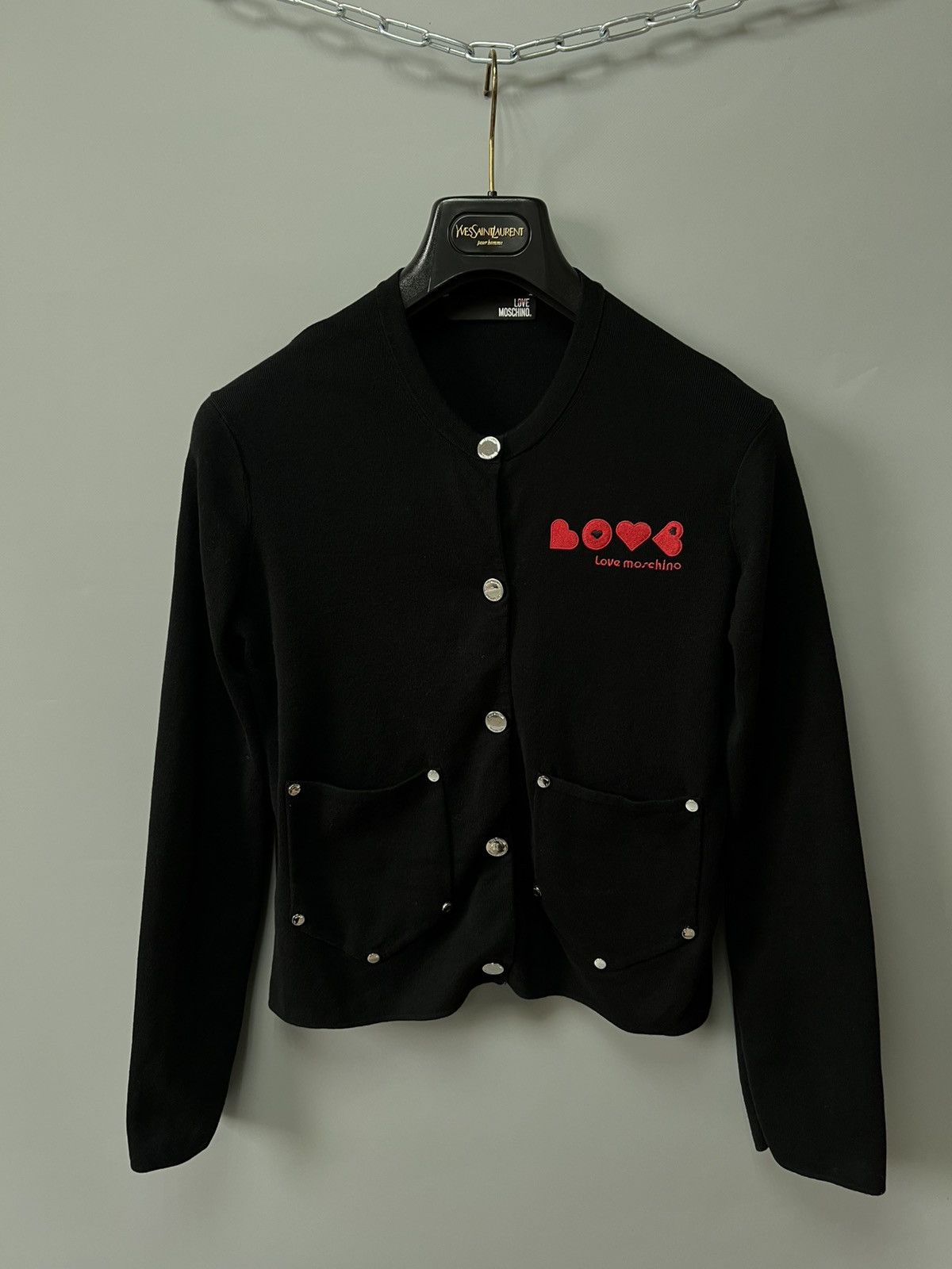 Love Moschino Love Moschino Cardigan With Logo In Black Size M / US 6-8 / IT 42-44 - 1 Thumbnail