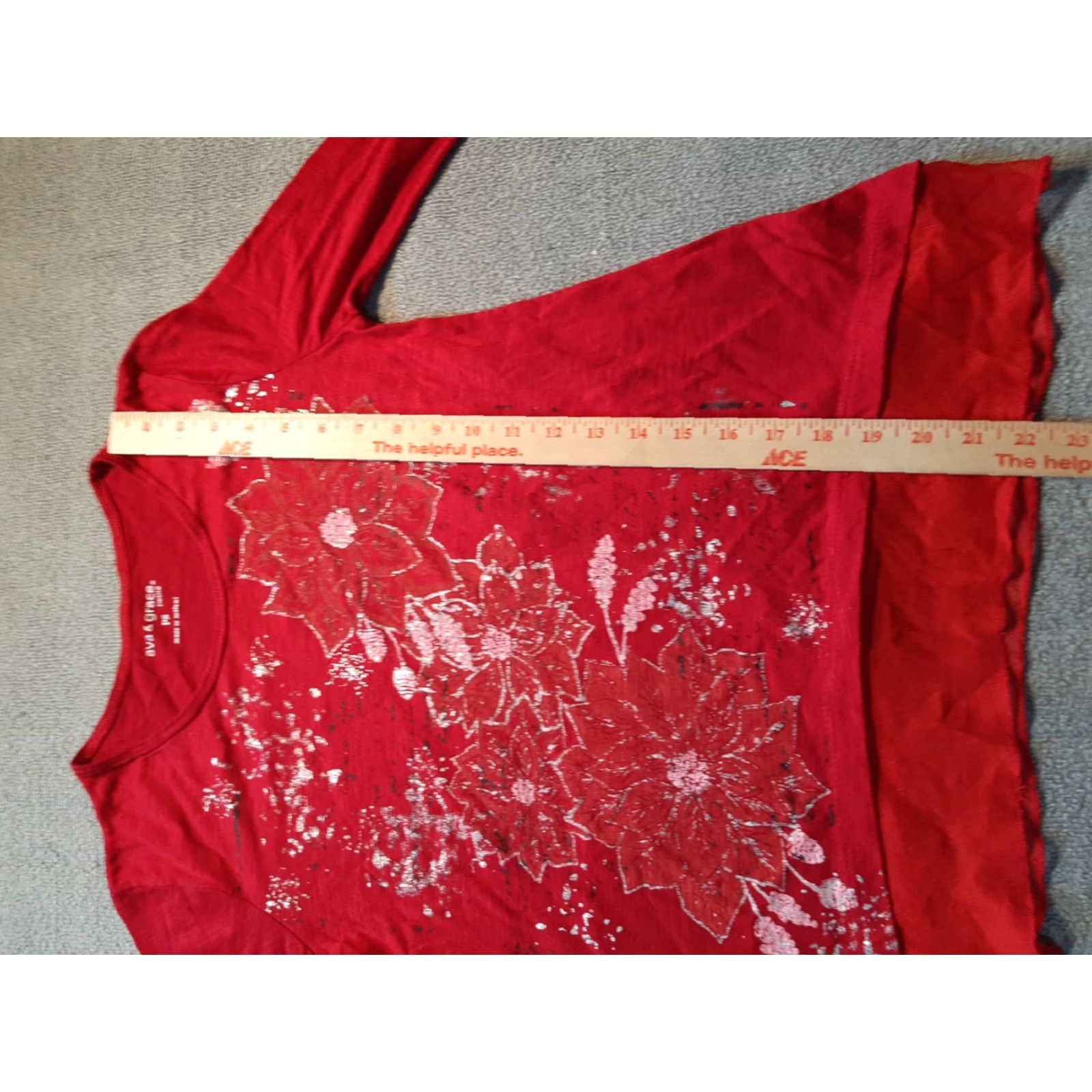 Vintage AVA & Grace 3/4 Sleeve Womens P S Petite Small Floral Top Red Size S / US 4 / IT 40 - 4 Thumbnail