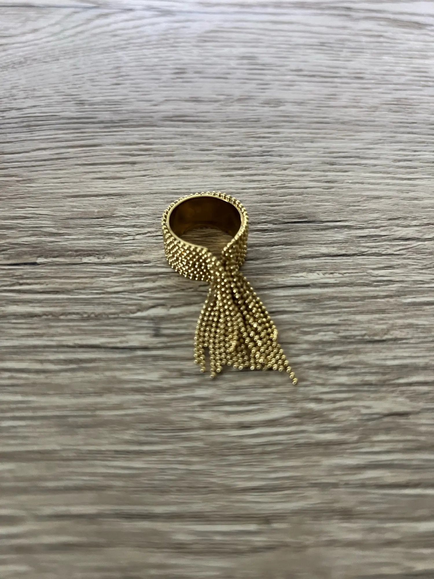 Jewelry Resizable 18K PVD Plated Stainless Steel Chain Tassel Ring Size ONE SIZE - 3 Thumbnail