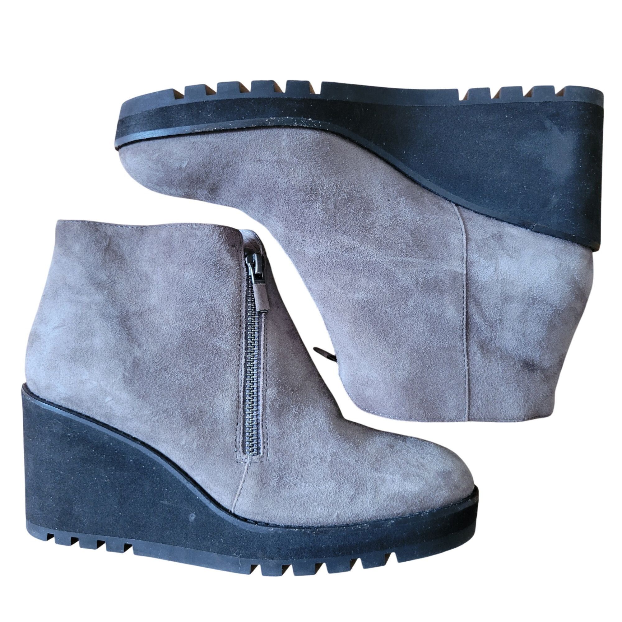 Eileen Fisher Eileen Fisher Taupe Leather Suede Wedge Ankle Boots Zipper 8 Size US 8.5 / IT 38.5 - 9 Thumbnail