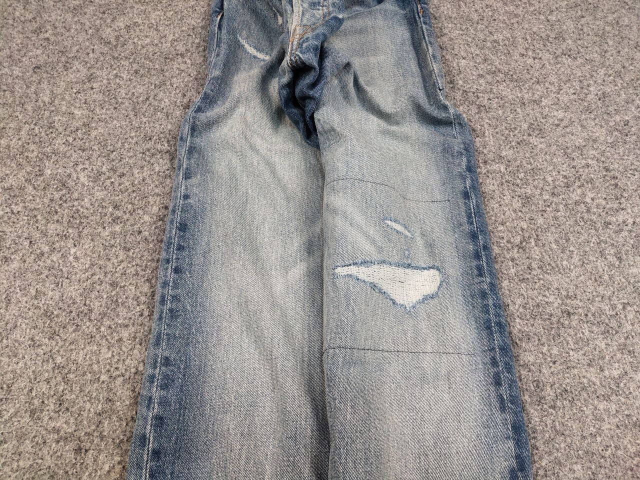 Levi's Levis 501 Patchwork Denim Distressed Jeans Vintage Style Size US 34 / EU 50 - 9 Thumbnail