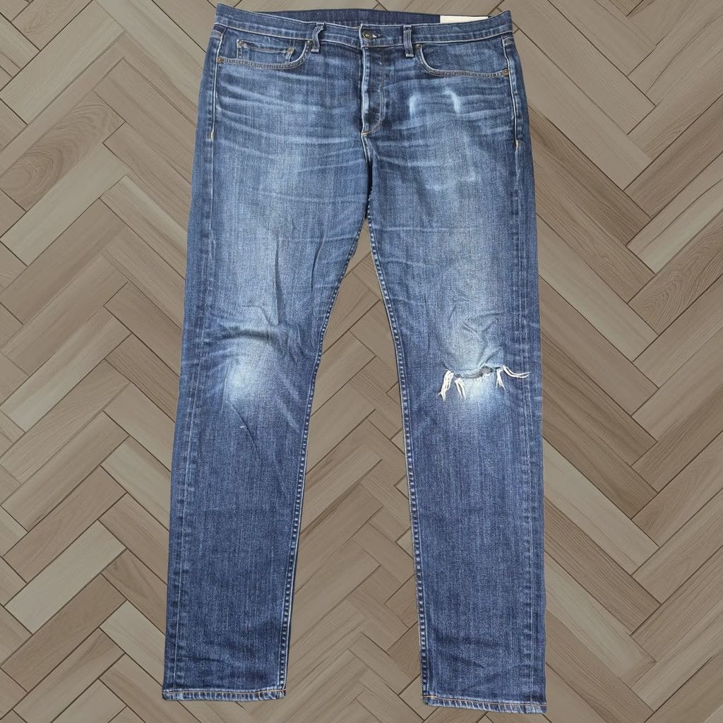 Rag & Bone Jeans Mens 38x33 Blue Slim Fit 2 Button Fly Whisker Honeycomb, Men's (Size 34)