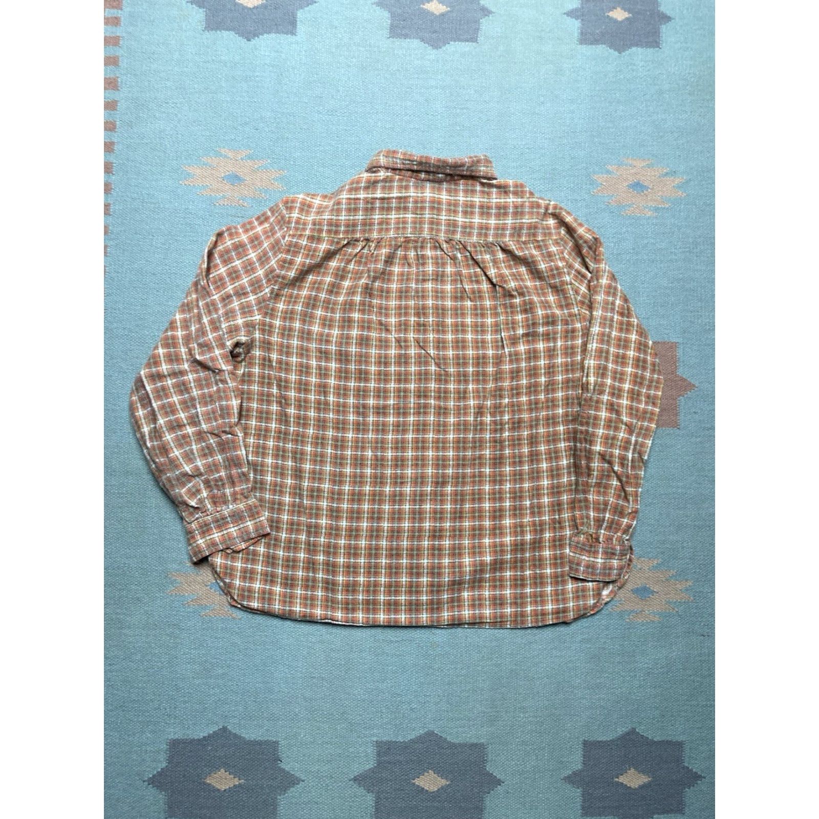 Vintage VINTAGE 80s AZUR Flannel Shirt Plaid Orange Women’s 44 Button-Up Cotton Brushed Size M / US 6-8 / IT 42-44 - 5 Thumbnail
