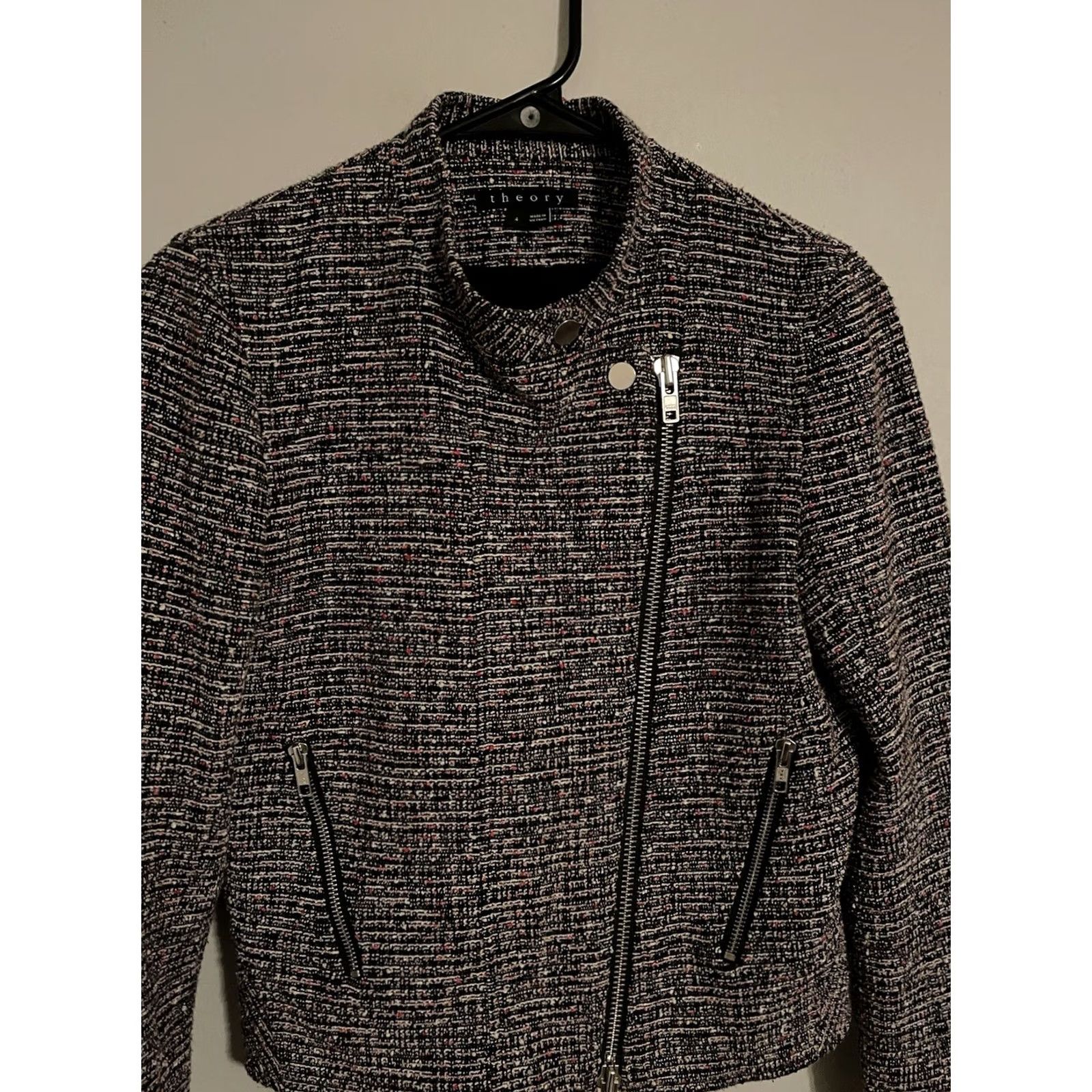 Theory Theory Kinde Prospect Space Tweed Moto Zip Jacket Multicolor Women's 4 Jacket Mens Womens? Size S / US 4 / IT 40 - 2 Thumbnail