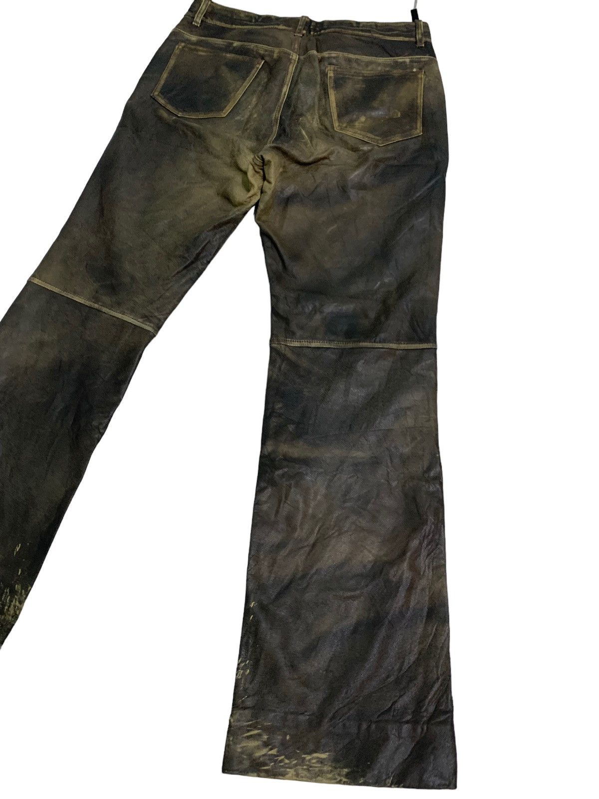 Japanese Brand 🔥Distressed Leather Cumtom Culture Biker Pants Size US 32 / EU 48 - 5 Thumbnail