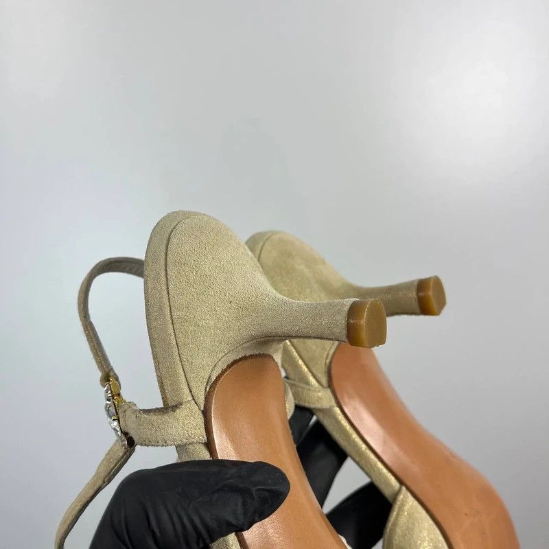 Stuart Weitzman Stuart Weitzman Gold Suede Slingback Heels EU 39 Size US 8 / IT 38 - 6 Thumbnail