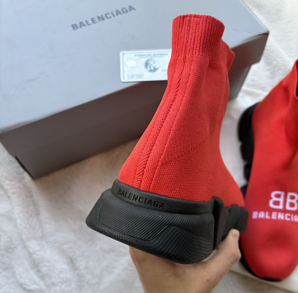 Balenciaga Balenciaga Red/Black BB Speed Runners Sneakers Size US 12 / EU 45 - 3 Thumbnail