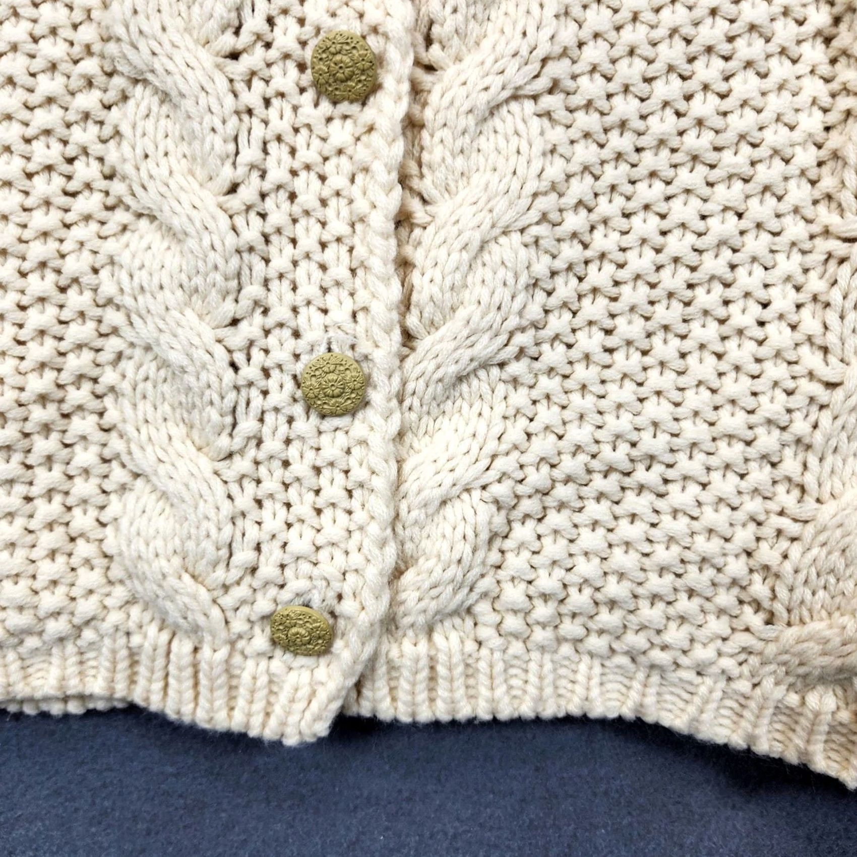 Vintage Water Wood Womens Cardigan Sweater Small Cream Embroidered Floral Cable Knit Size S / US 4 / IT 40 - 7 Thumbnail