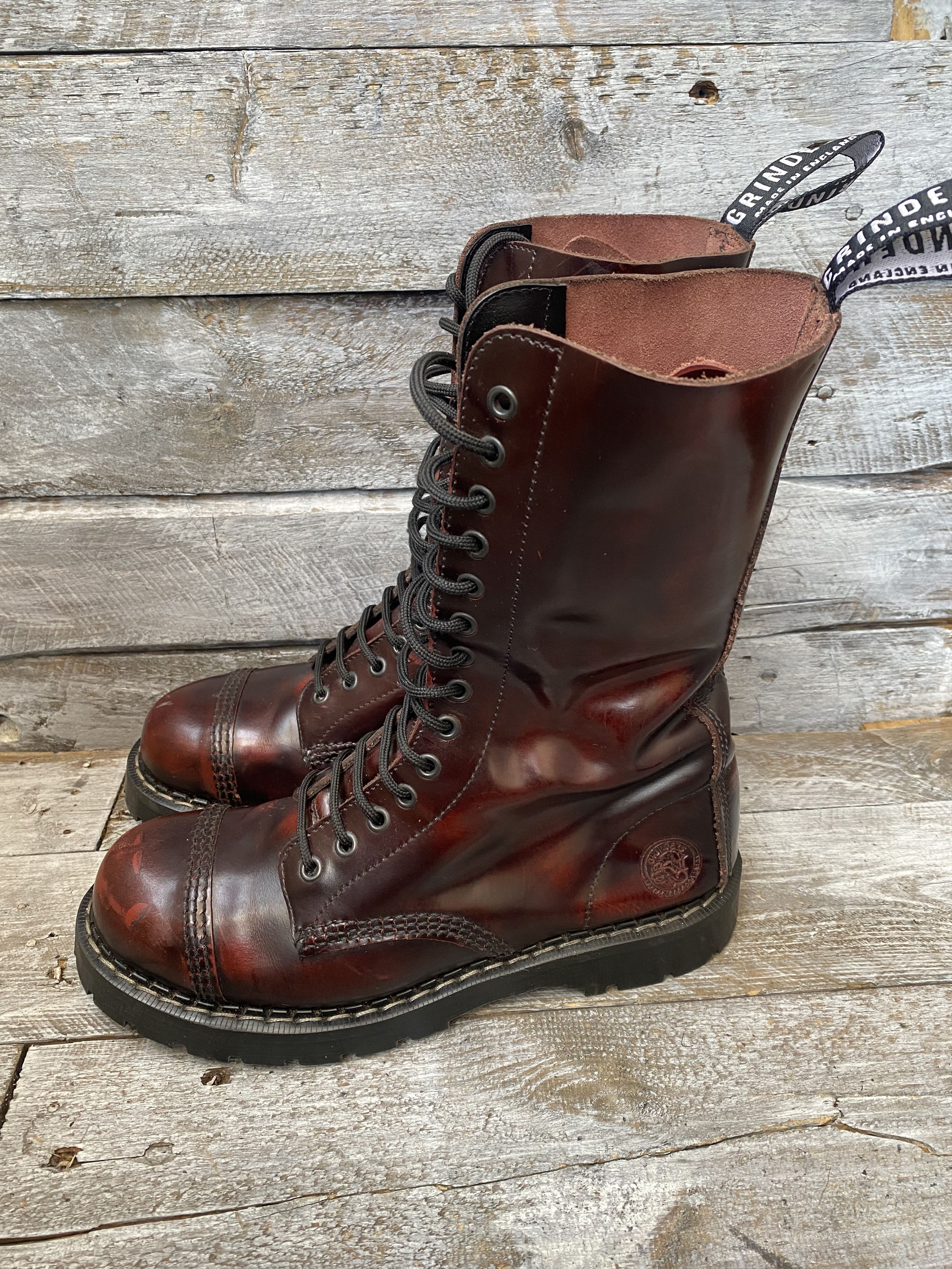 Vintage Grinder x Dr martens burgundy combat boots steel toe uk7 Size US 8 / EU 41 - 5 Thumbnail