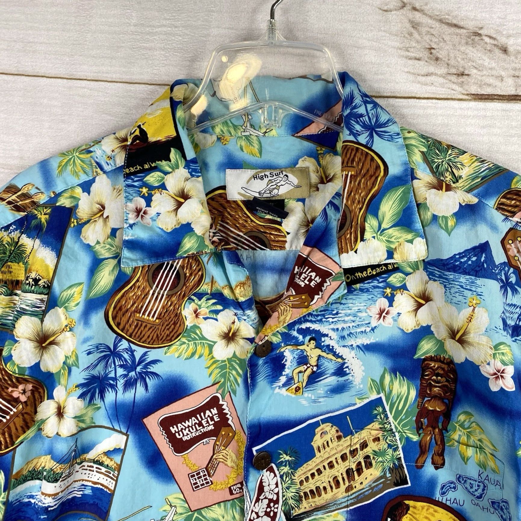 Vintage VINTAGE High Surf Mens Shirt XL Hawaiian Floral Button-Up Short Sleeve Aloha Ukulele Size US XL / EU 56 / 4 - 2 Thumbnail