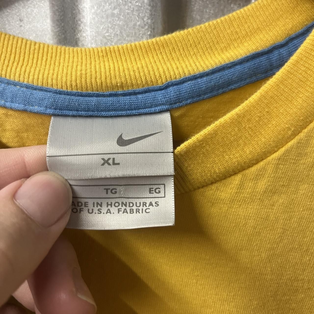 Nike VTG Y2K Nike Silver Label Big Check Spell Out Yellow T Shirt Size US XL / EU 56 / 4 - 3 Thumbnail