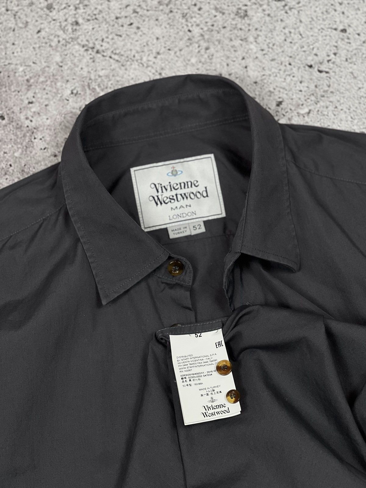 Vivienne Westwood SS15 Vivienne Westwood Orb Logo Navy Gray Button Up Shirt Size US L / EU 52-54 / 3 - 4 Thumbnail