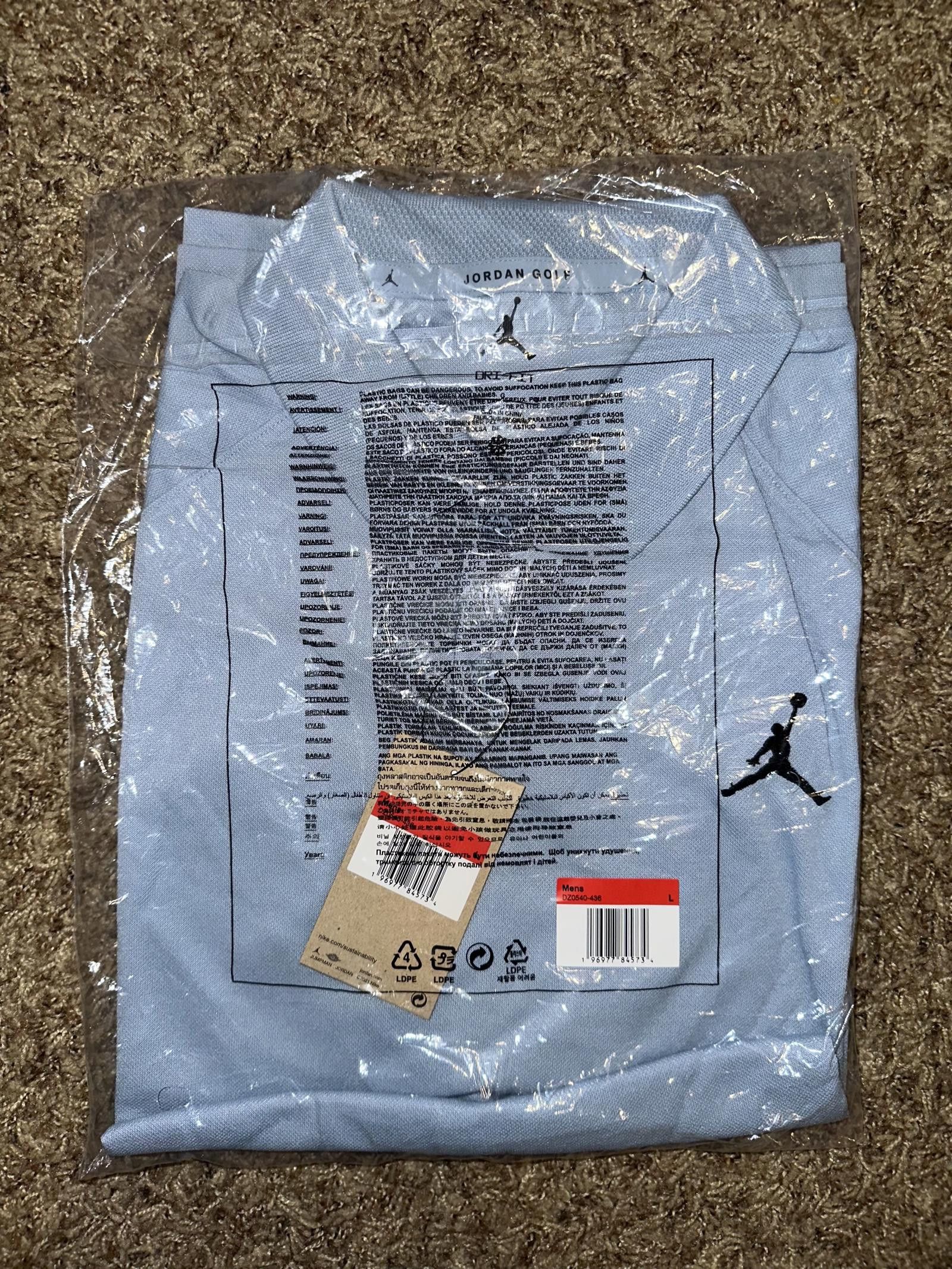 Designer Nike Air Jordan Men’s Dri-Fit Golf Light Blue Polo Shirt Sample Size US L / EU 52-54 / 3 - 12 Thumbnail