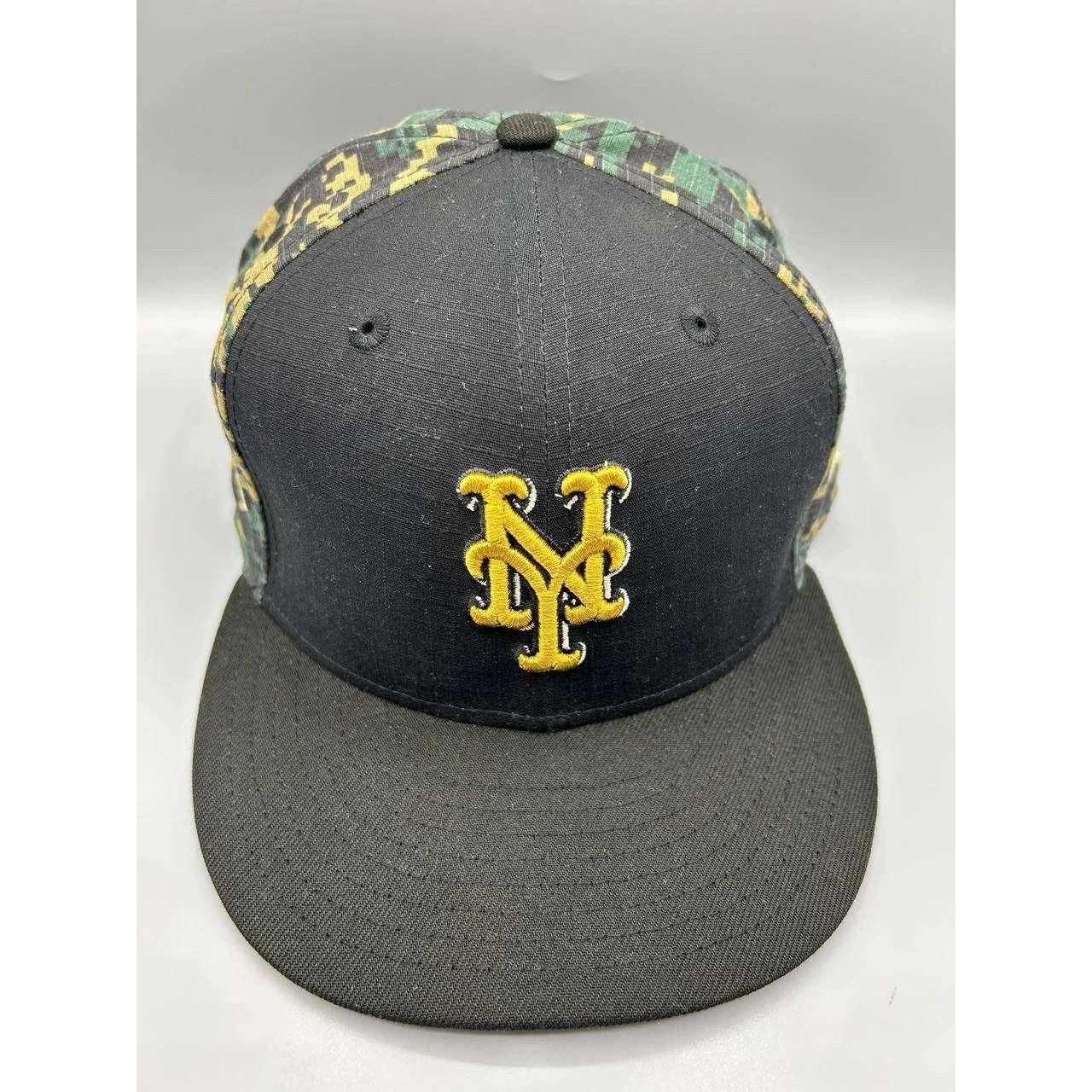 New Era New York Mets Hat Men 7 3/4 Black Camo MLB Fitted Cap Size ONE SIZE - 1 Thumbnail
