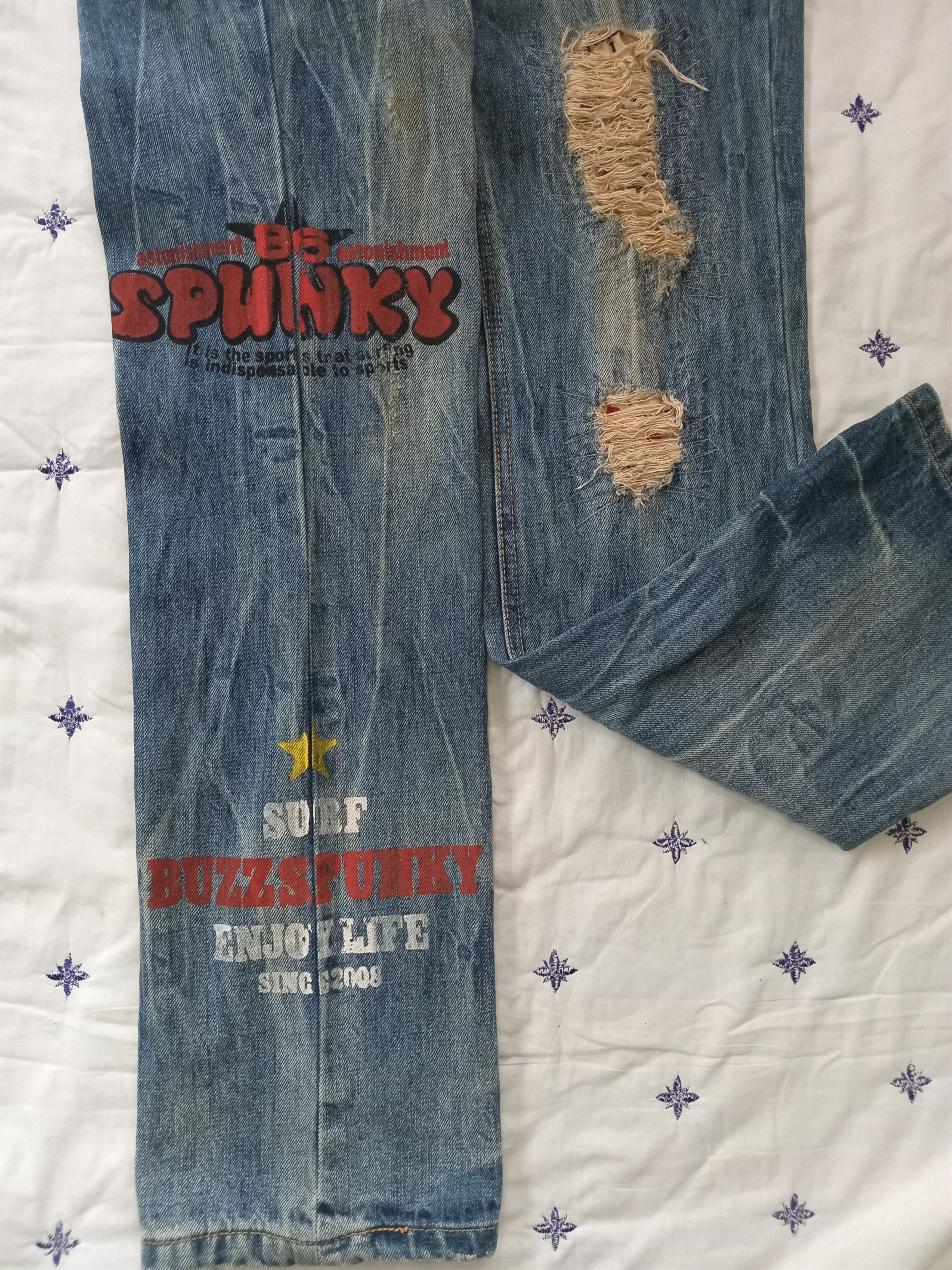 Japanese Brand BUZZ SPUNKY Rusty Distressed Patches Jeans Size US 32 / EU 48 - 13 Thumbnail
