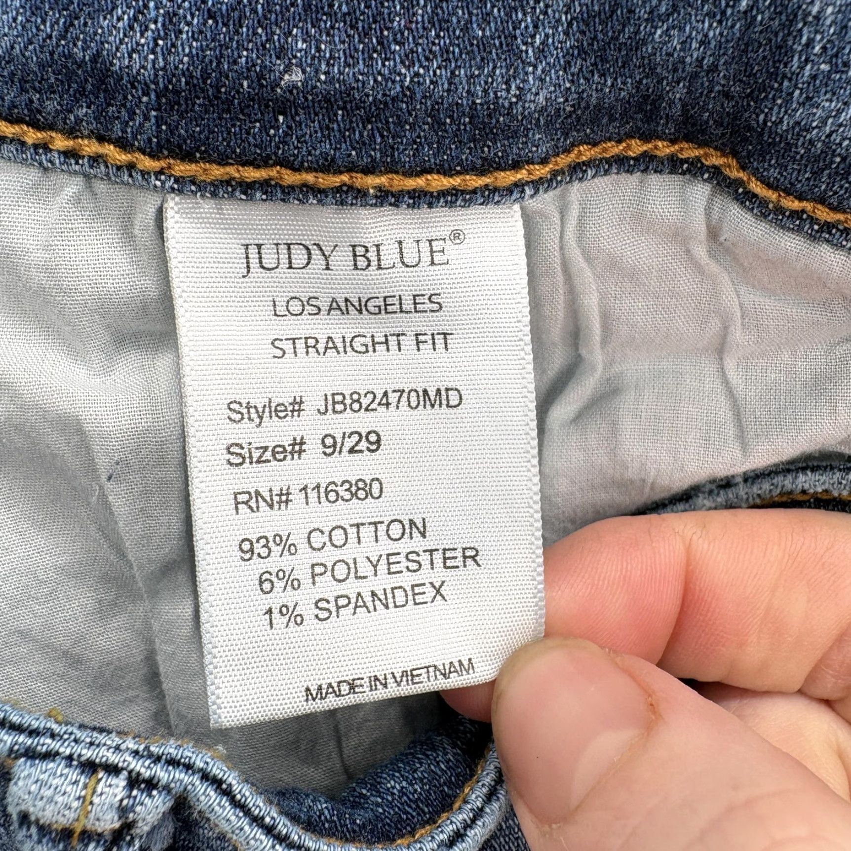 Vintage Judy Blue Jeans Womens 29 Straight High Rise Distressed Fringe Denim Blue 5-Pocket Comfort Stretch Mens? Women? Size 29" - 5 Thumbnail