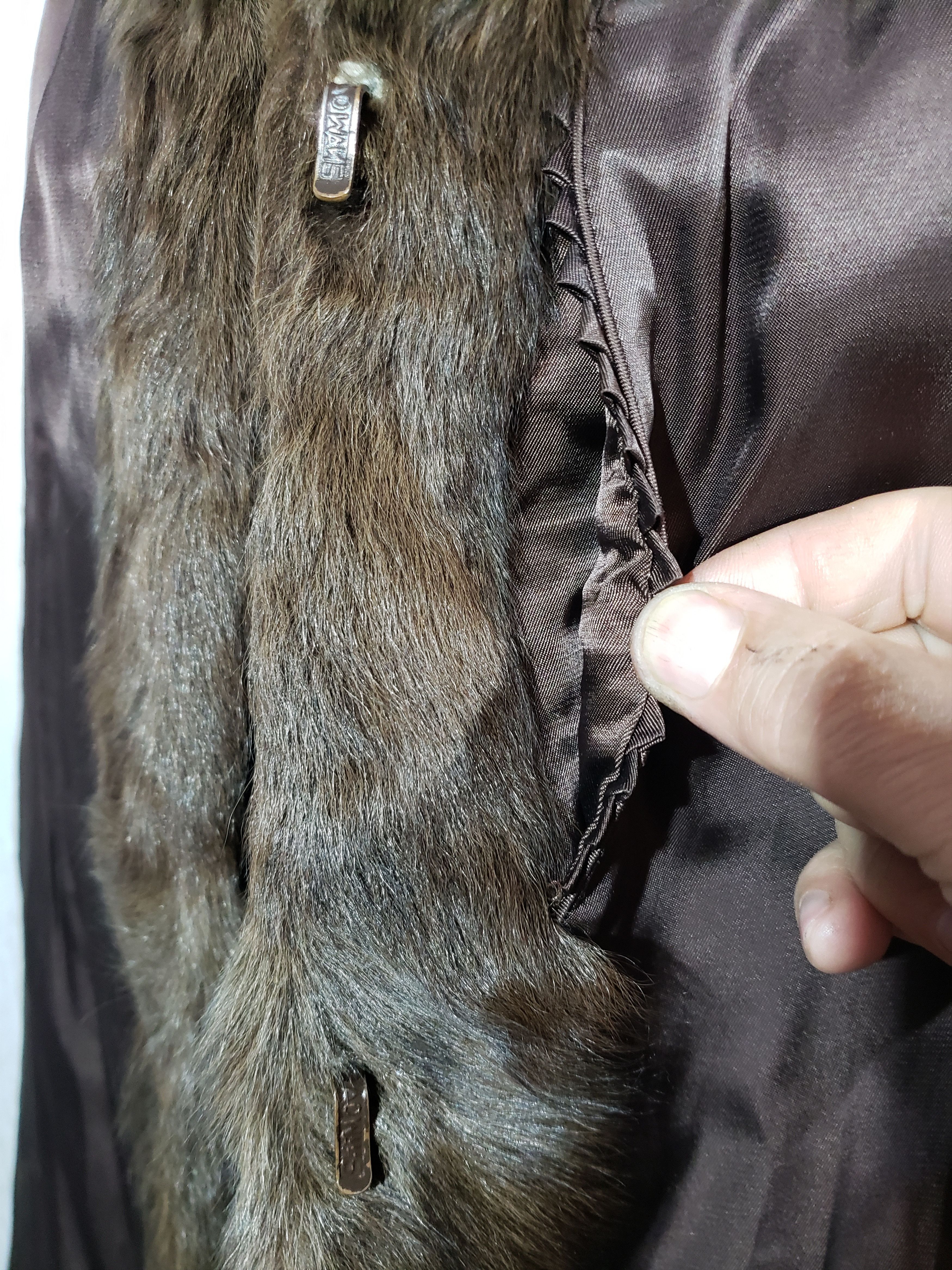 Genuine Leather Warm brown women's fur coat with genuine goat fur. Size XXL / US 16-18 / IT 52-54 - 8 Thumbnail