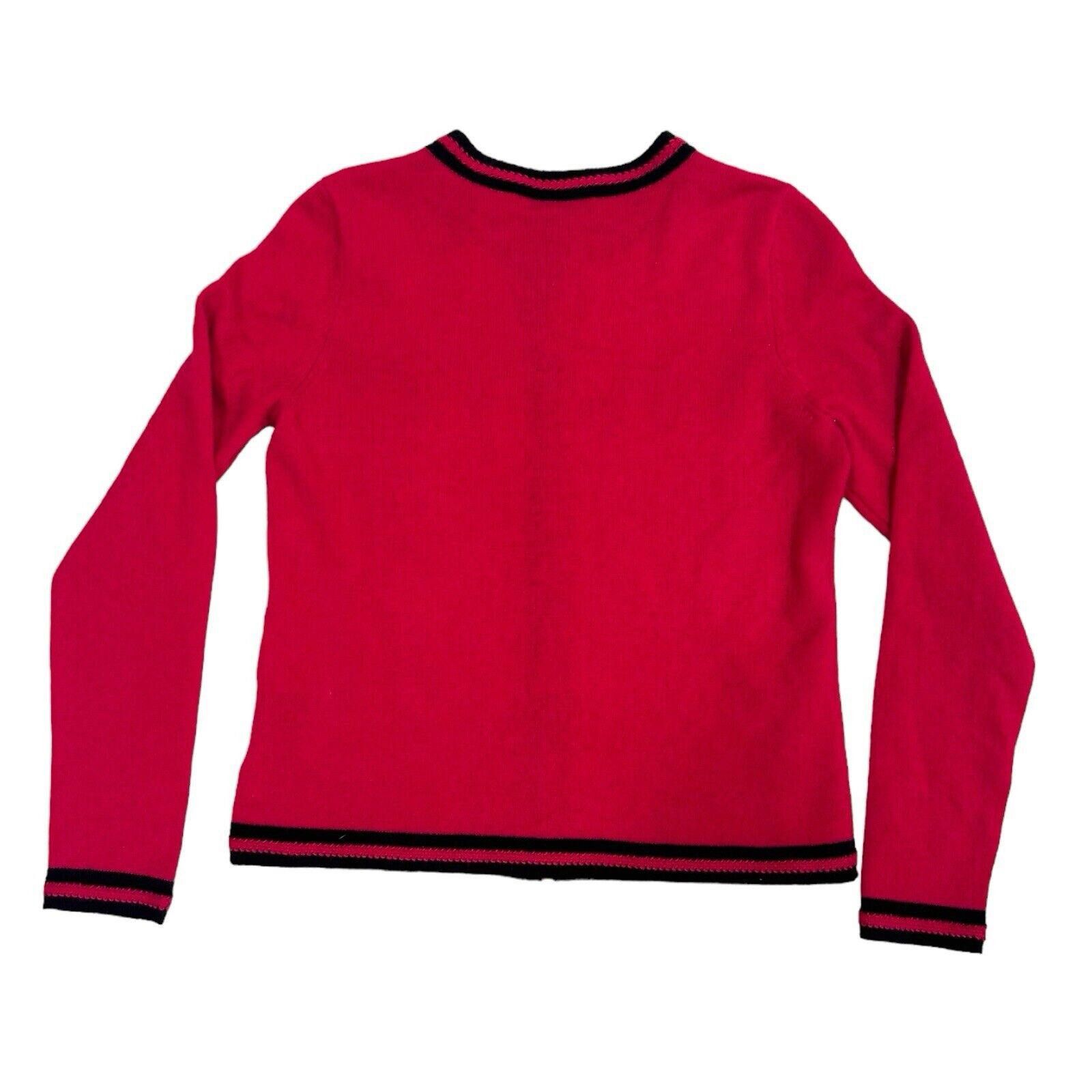 C by Bloomingdale's Cashmere Red Black Cardigan Sweater S