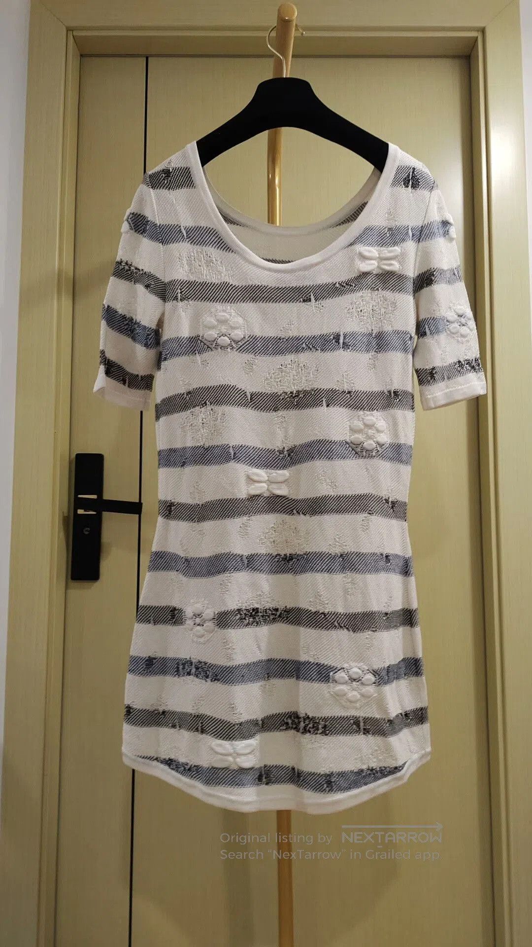 Chanel Chanel Gray White Striped Knit Dress. Size S / US 4 / IT 40 - 2 Thumbnail