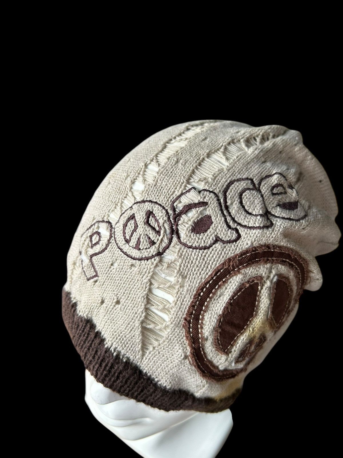 Japanese Brand × Kapital × Vintage Peace Distressed Punk Bondage Beanie Hats Rare ☠️☠️ Size ONE SIZE - 4 Thumbnail