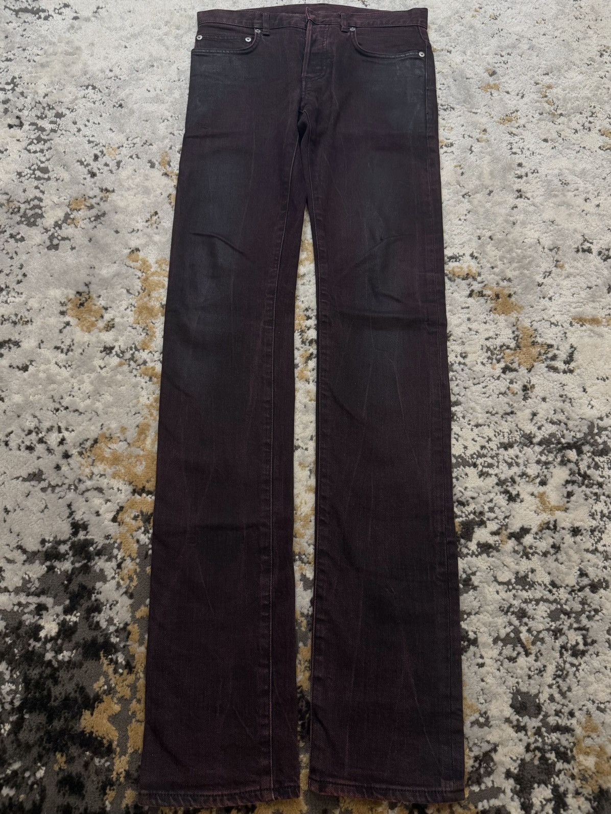 Dior Dior homme japan exclusive waxed maroon denim Size US 27 - 1 Thumbnail