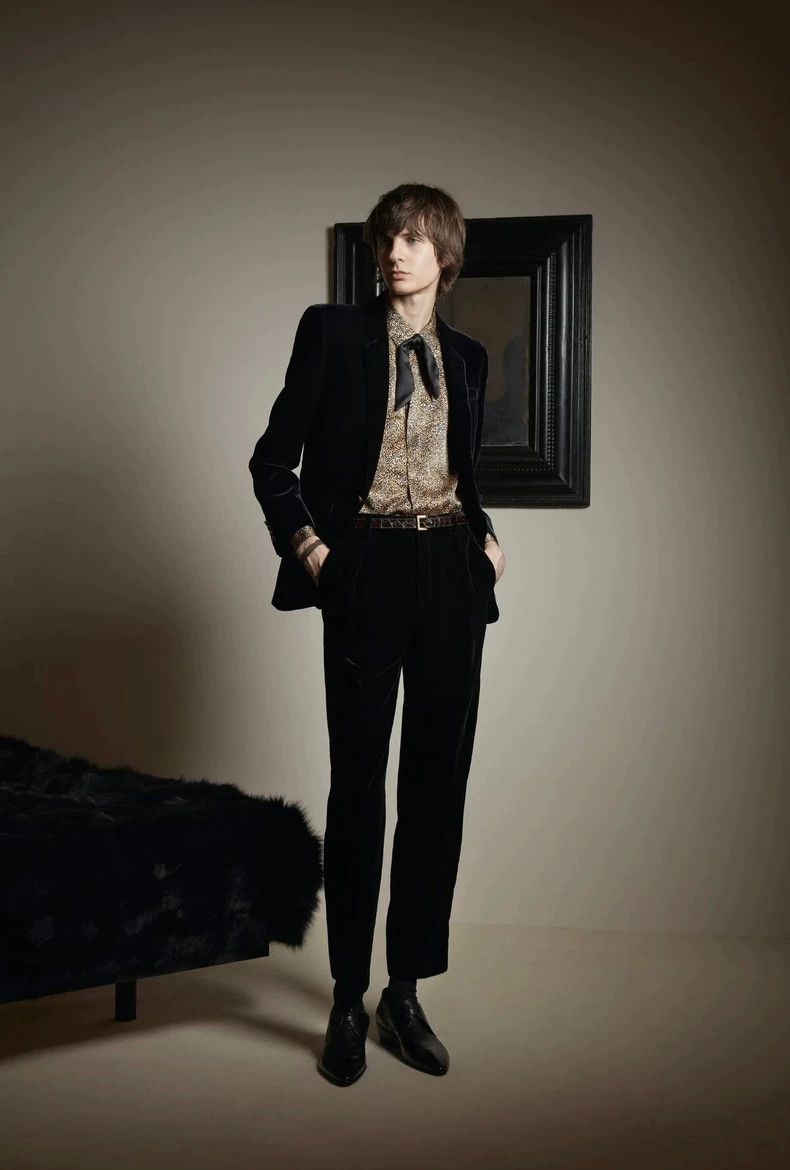 Saint Laurent Paris Saint Laurent Paris 20fw runway black velvet striped three Size 48R - 7 Thumbnail